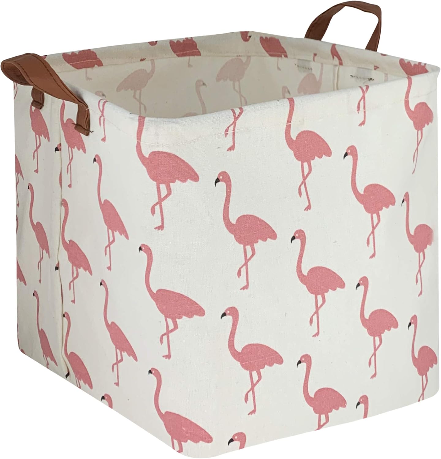 CLOCOR Cube Storage Bins | 13 Inch Cube Fabric Square Storage Basket,Foldable Decoration for Playroom,Shelves Baskets,Gift Basket,Home Organization, Set of 3 (Flamingos)