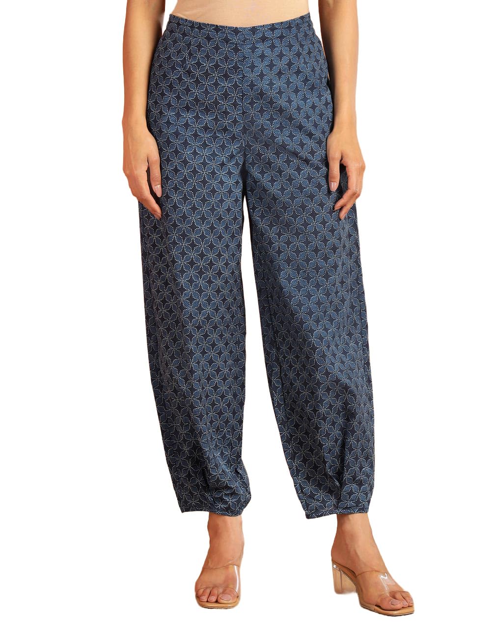 Salwar coton indigo géométrique pour vos journées d'été décontractées - 7