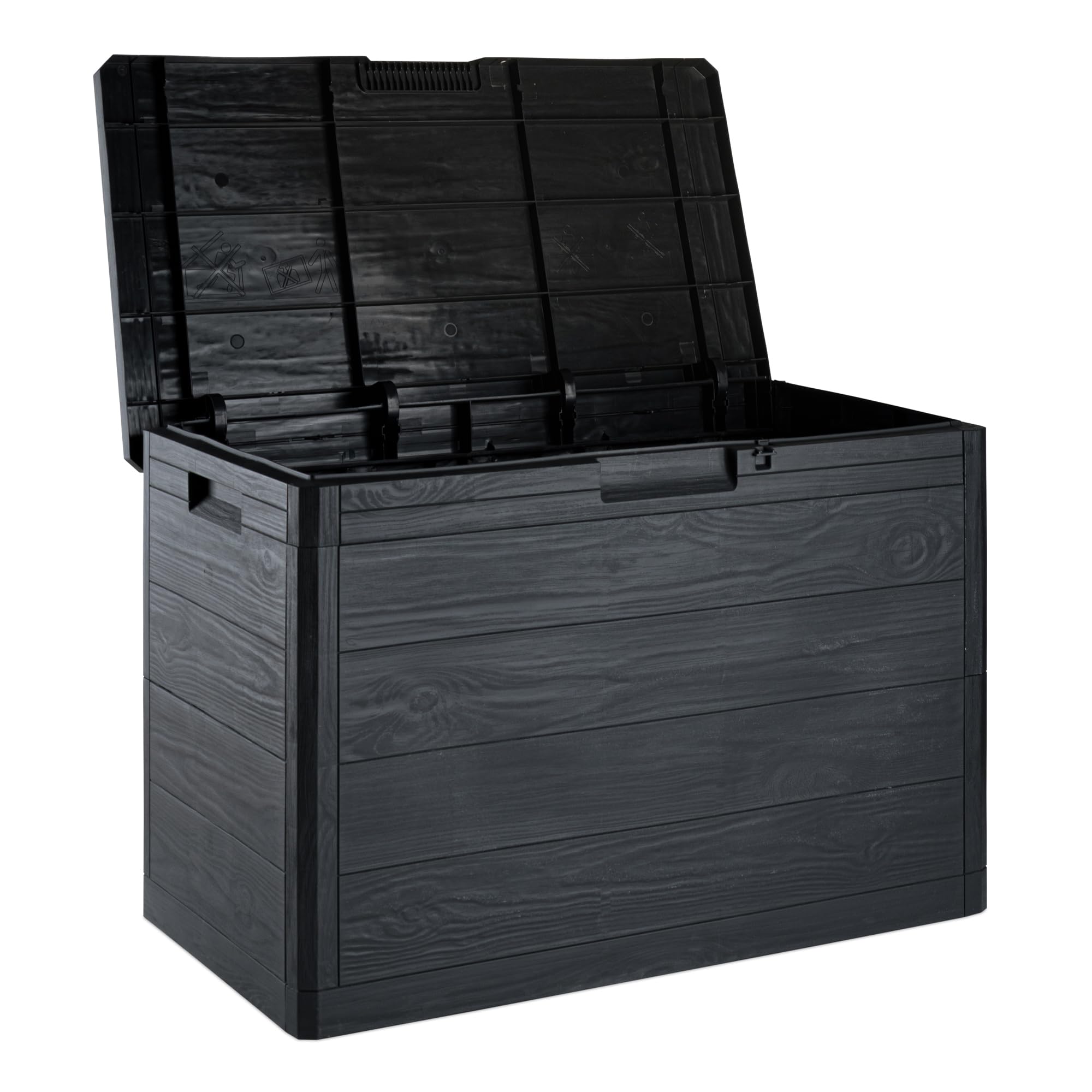 Toomax Baúl Multibox Woody's 160L para herramientas de exterior, efecto madera, Dim. 77,5 x 44,5 x 52,7 h, Art.186 (gris pardo) (160 x 77,5 x 44,5 x 52,7 h, Antracita)