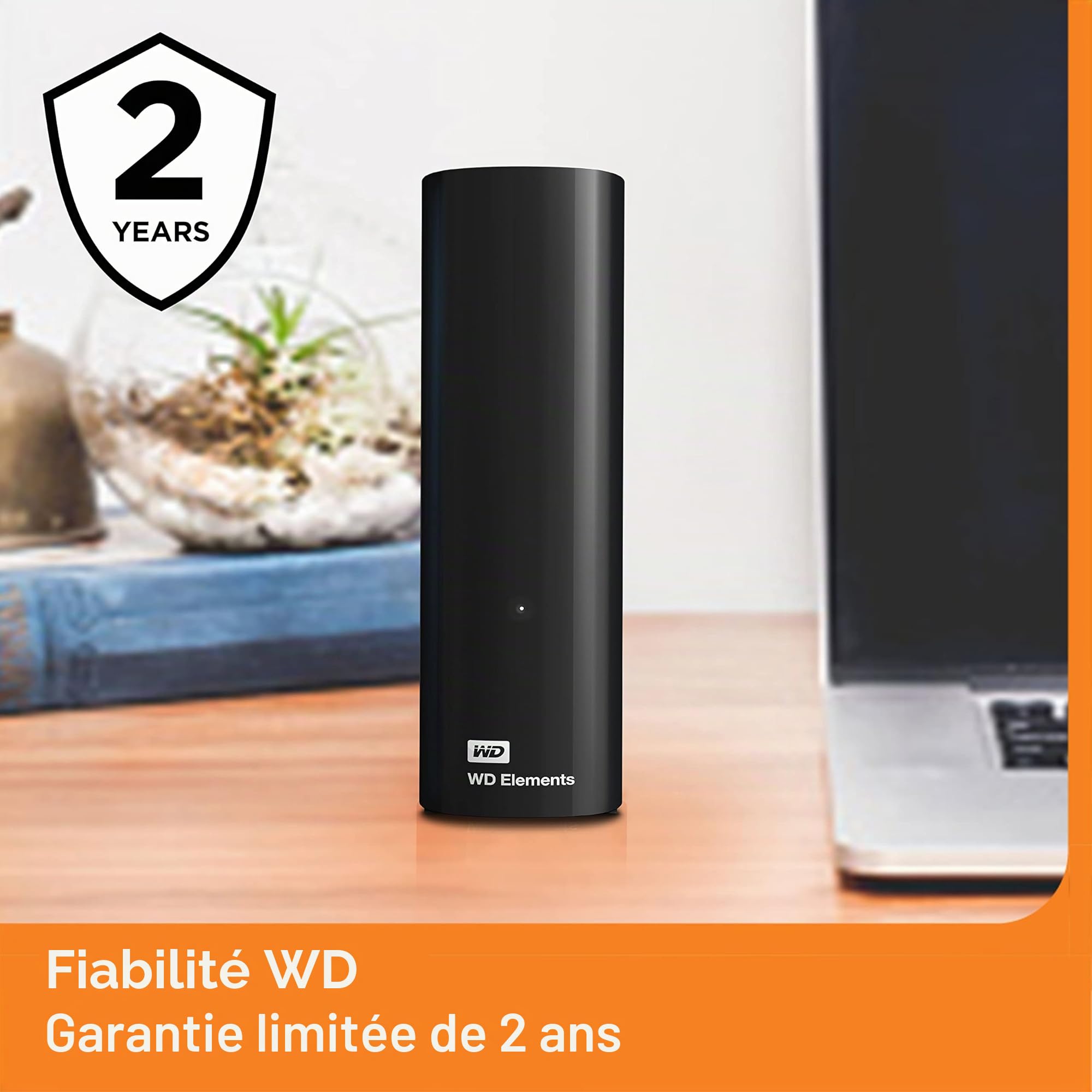 WD 6 To Elements HDD de bureau, USB 3.0, (supplémentaire pour les photos, la musique, les vidéos et tous les autres fichiers, résistant aux chocs) noir