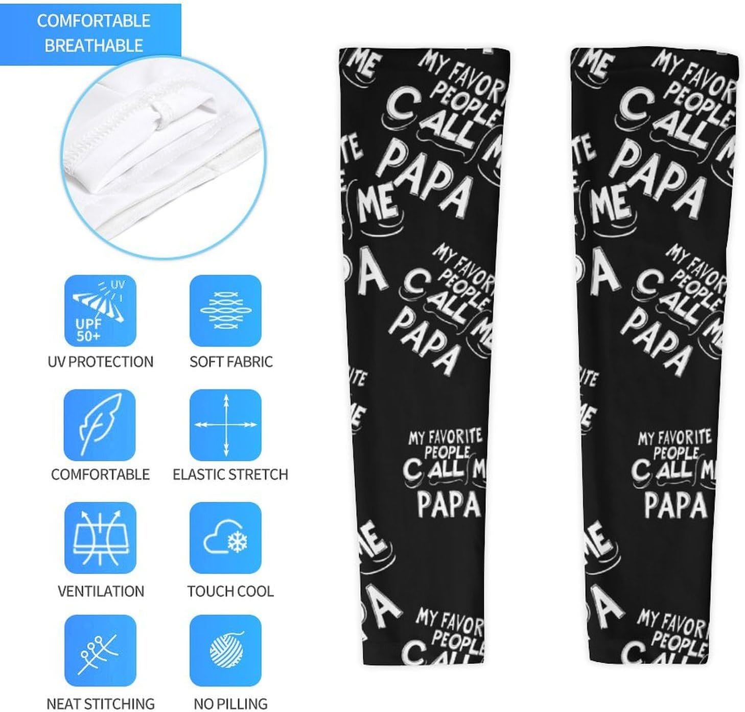 My Favorite People Call Me Papa Arm Sleeves Cooling Sun Protection Sports Compression for Golf Basketball