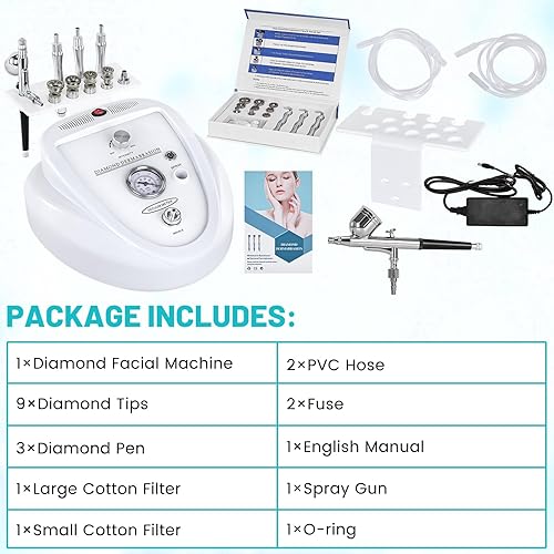 Miniatura 6 de Yofuly - Máquina 2 en 1 de diamante micro der-ma-Bra-sion, potencia de succión profesional de 0-68 cmHg, máquina facial de brillo de diamante con