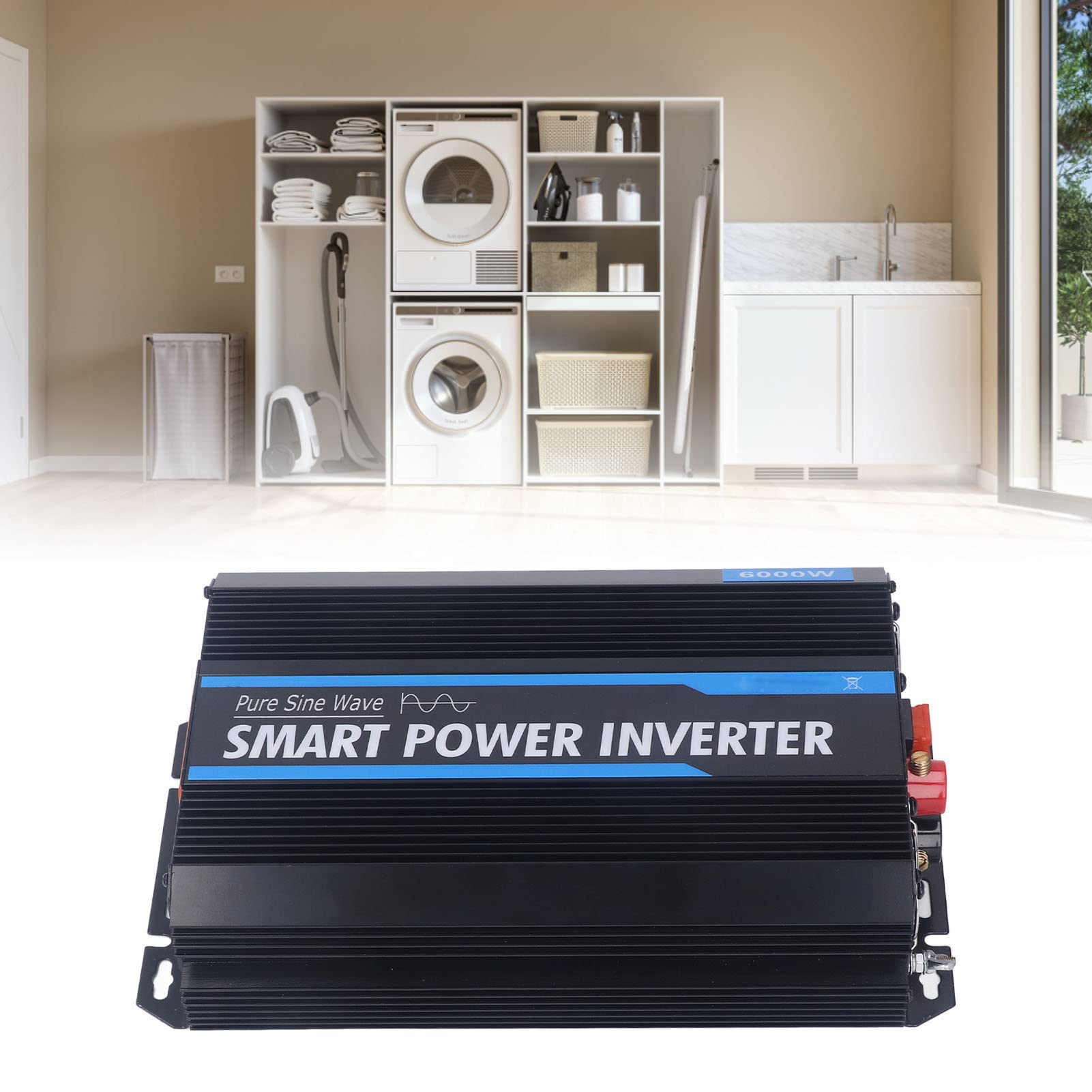 Inversor de Onda Sinusoidal Pura de 6000 W, Convertidor de 12 V CC A 220 V CA para RV, Hogar, Camión, Vehículos, Barco, Adaptador de Coche con Puertos USB de 5 V 2,4 A, 2 Salidas