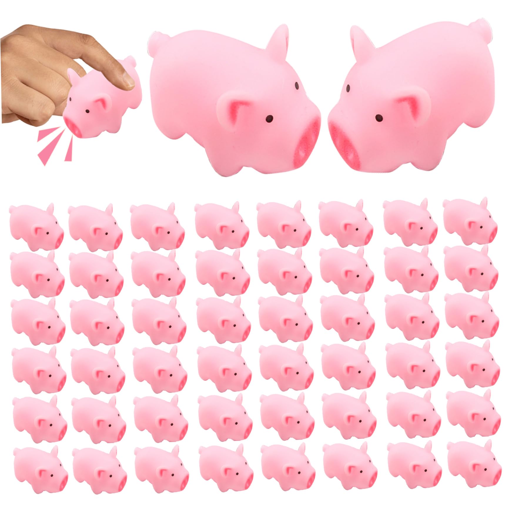 Uanqfegy Style1 Rubber Pig Bath Toys 50 Pcs, Mini Pigs Float Squeak Piggy Baby Bathtub Toys For Halloween Christmas Farm Animal Party Favor,