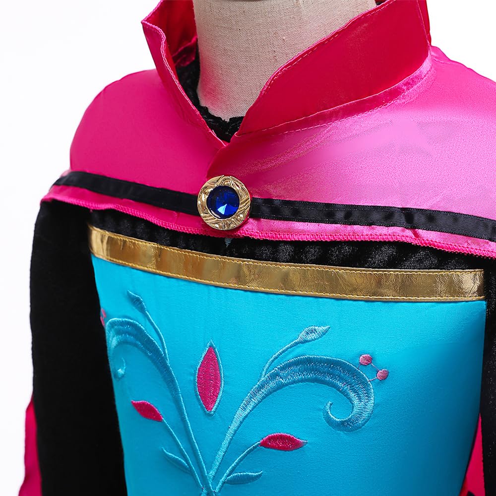 New front Carnevale Costume Principessa Regina delle Nevi Anna Vestito Travestimento Vestito Anna Medica Bambina con Mantello Costume per Bambine Costume con Mantellina Tutte Le Taglie