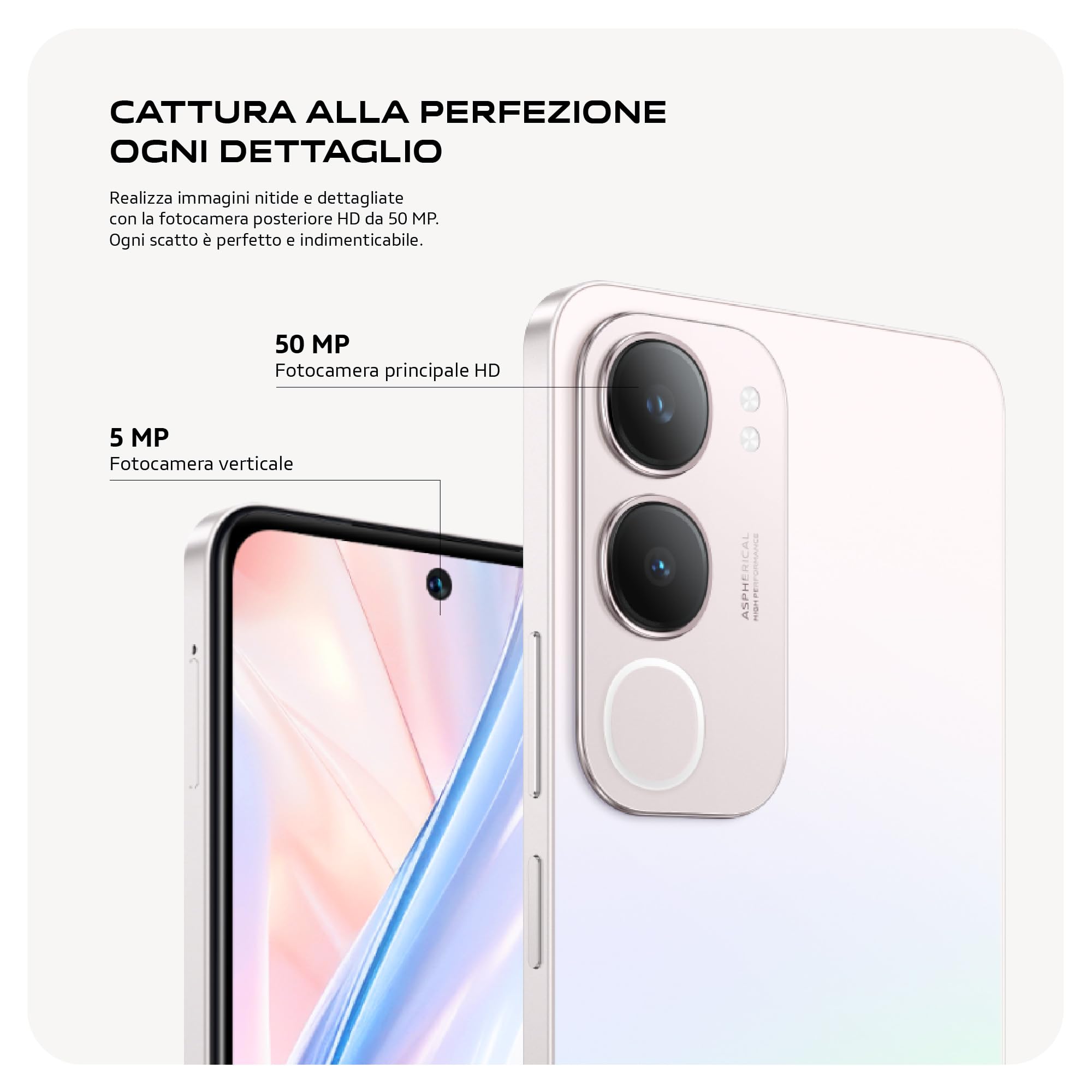 vivo Y19s Smartphone 4G, 8+8 GB RAM+256 GB, Fotocamera AI 50MP, Batteria 5150 mAh, Ricarica Veloce 44W, Display 6.68” 90Hz 1000 Nits, Audio 300% Stereo, UltraSottile 8.1mm, Idea Regalo Natale