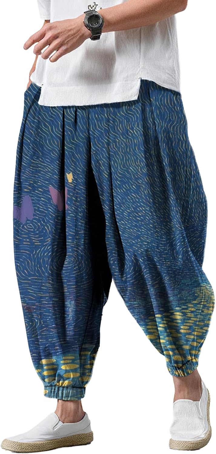Relax Wide Leg Pants Hippy Boho Pants Men Hip Hop Street Casual Sports Trousers for Men Plus Size 2025 Baggy