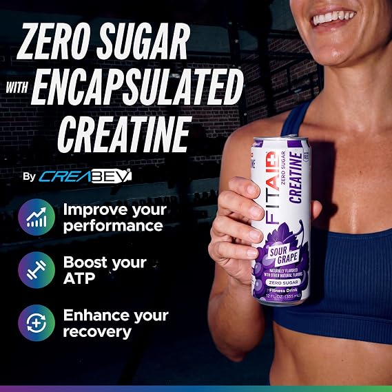 FITAID Creatine Recovery Drink, Electrolytes, Zero Sugar Variety, 24pk