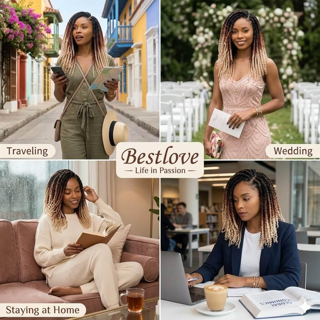 Bestlove 18 Inch 8 Packs Pre-twisted Passion Twist Crochet Hair, Pre-looped Bohemian Curly End Braiding Hair, Low Temperature Synthetic Twist Braids Hair Extensions for Black Women (T1B/30/613)