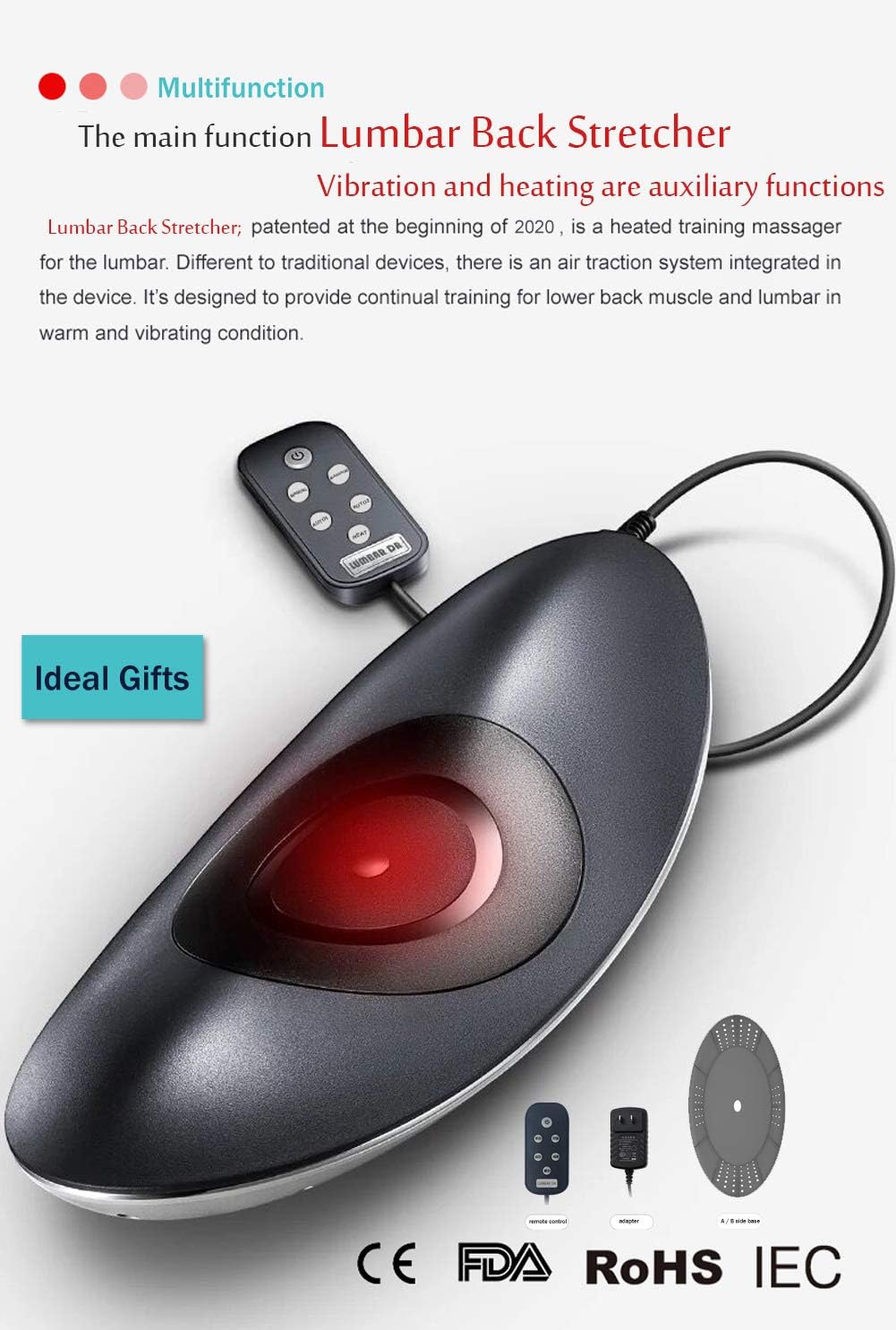Electric Lumbar Traction Device Massager with Heat Function & Adjustable Intensity,Electric Inflatable Back Stretcher Device,Back & Sciatica Pain Relief Relaxation, Ideal Gifts : Health & Household
