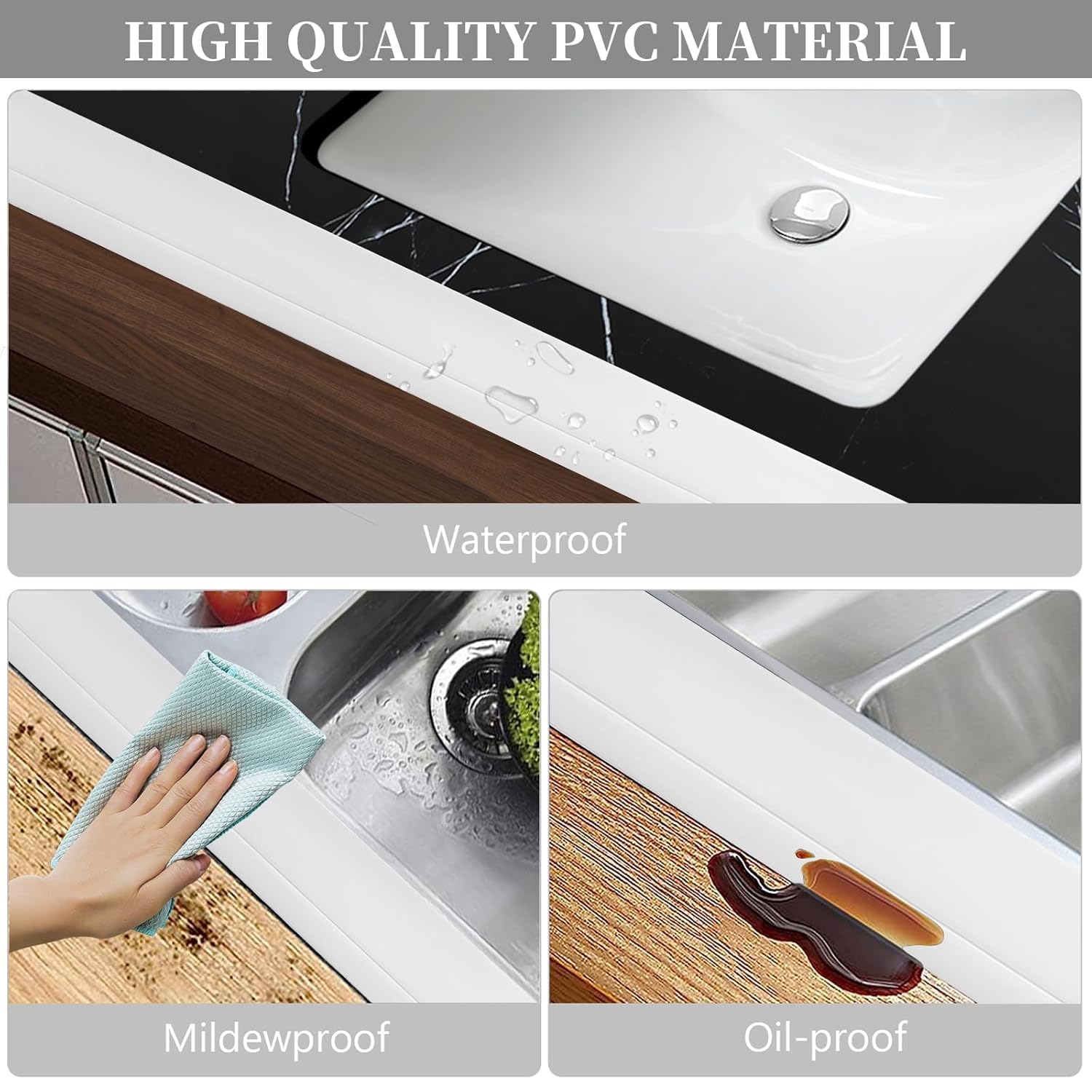 Rodapié PVC Autoadhesivo Antimoho 70 mm x 20 mm x 12 m, Flexible Impermeable Fácil Instalación para Cocina Baño Oficina, Blanco