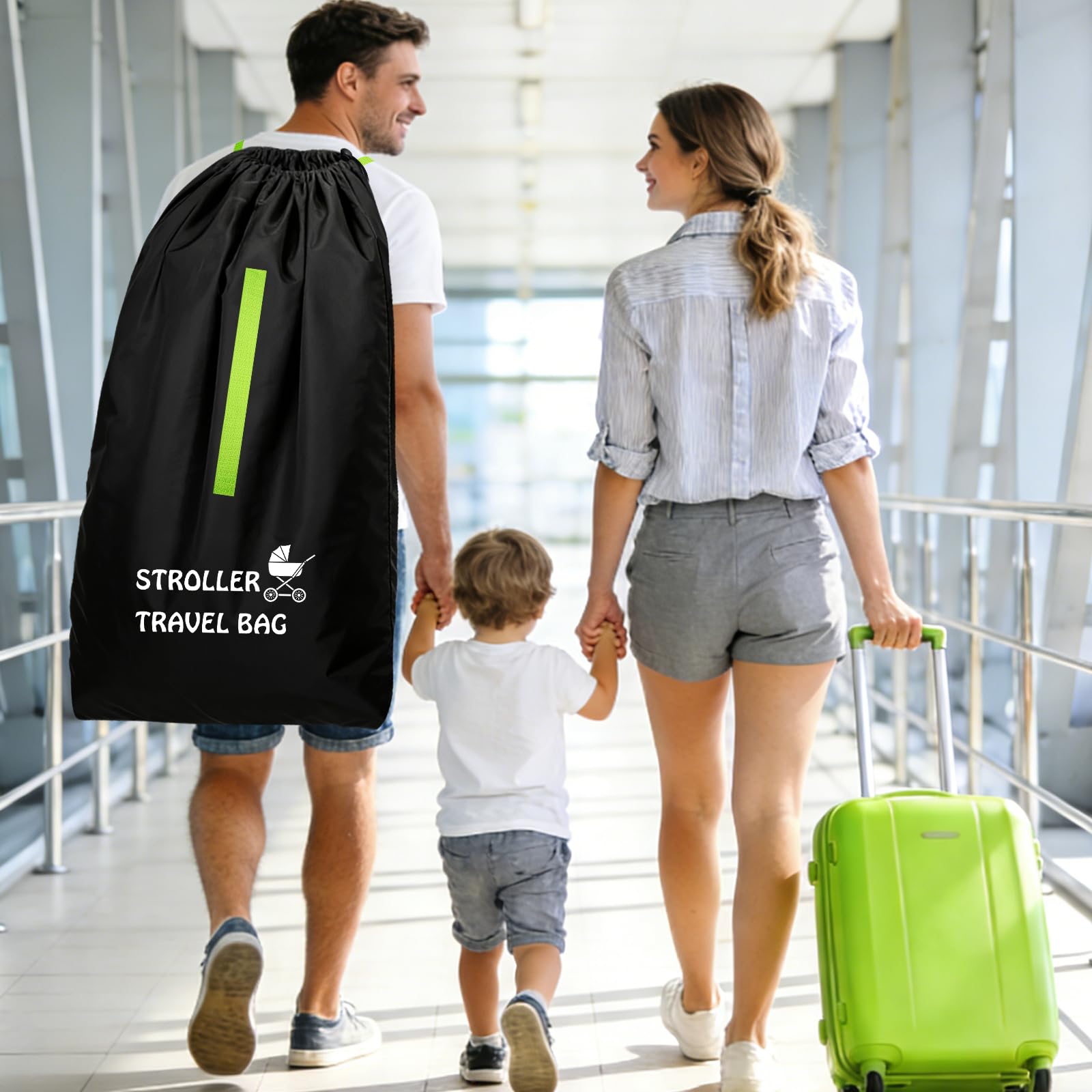 Funda Protectora de Viaje para Cochecito y Silla de Coche, Bolsa de Transporte Grande 120x63x43cm para Avión o Coche, Se Adapta a la Mayoría de Modelos | Funda impermeable para avión, resistente 600D Oxford bolsa con correa de hombro ajustable para cochec