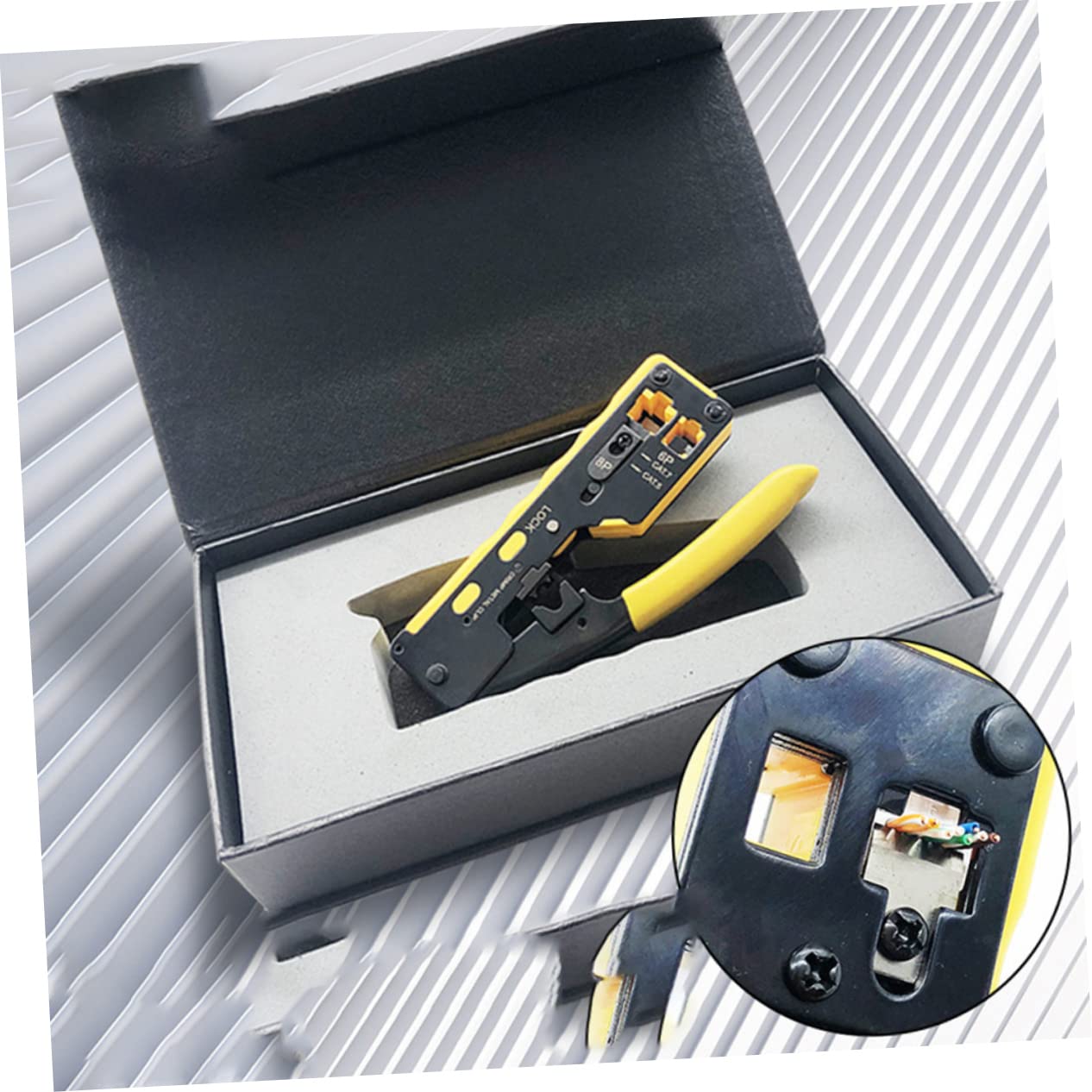 Pinza Crimpatrice Rete Cat 7 a Doppio Uso Cavità 6p e 8p | Acciaio Utensile e Abs, Taglio ad Alta Leva, Cavità 6 Pin Rj-12/rj-11 e 8 Pin Rj-45