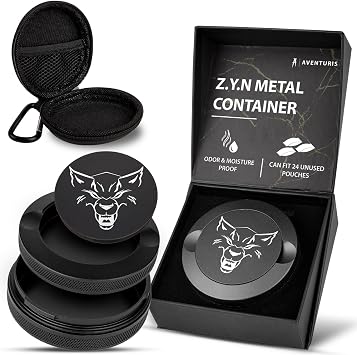 Premium Zyn Metal Can - Waterproof, Moisture & Odor Proof - Metal Zyn Container - Dip Can, Zyn Tin, Zyn Holder with Knurled Edges, Aluminum Zyn Can & Organizer