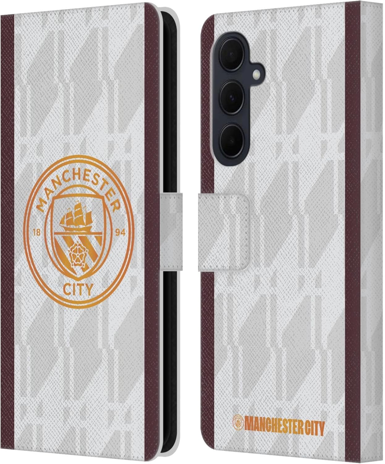 Head Case Designs Officially Licensed Manchester City Man City FC Away 2023/24 Badge Kit Leather Wallet Case Compatible with Samsung Galaxy A35 5G
