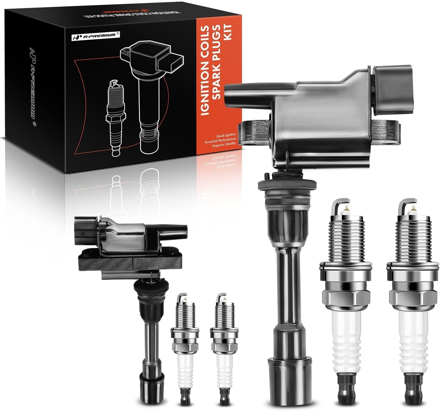 A-Premium 2x Ignition Coil Pack and 4x Iridium Spark Plugs Compatible with Mazda Protege 2001-2003, Protege5 2002-2003, 2.0L