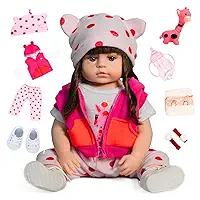 Boneca Bebê Reborn Menina Realista Silicone 45cm com Roupinha Certidão e Girafinha