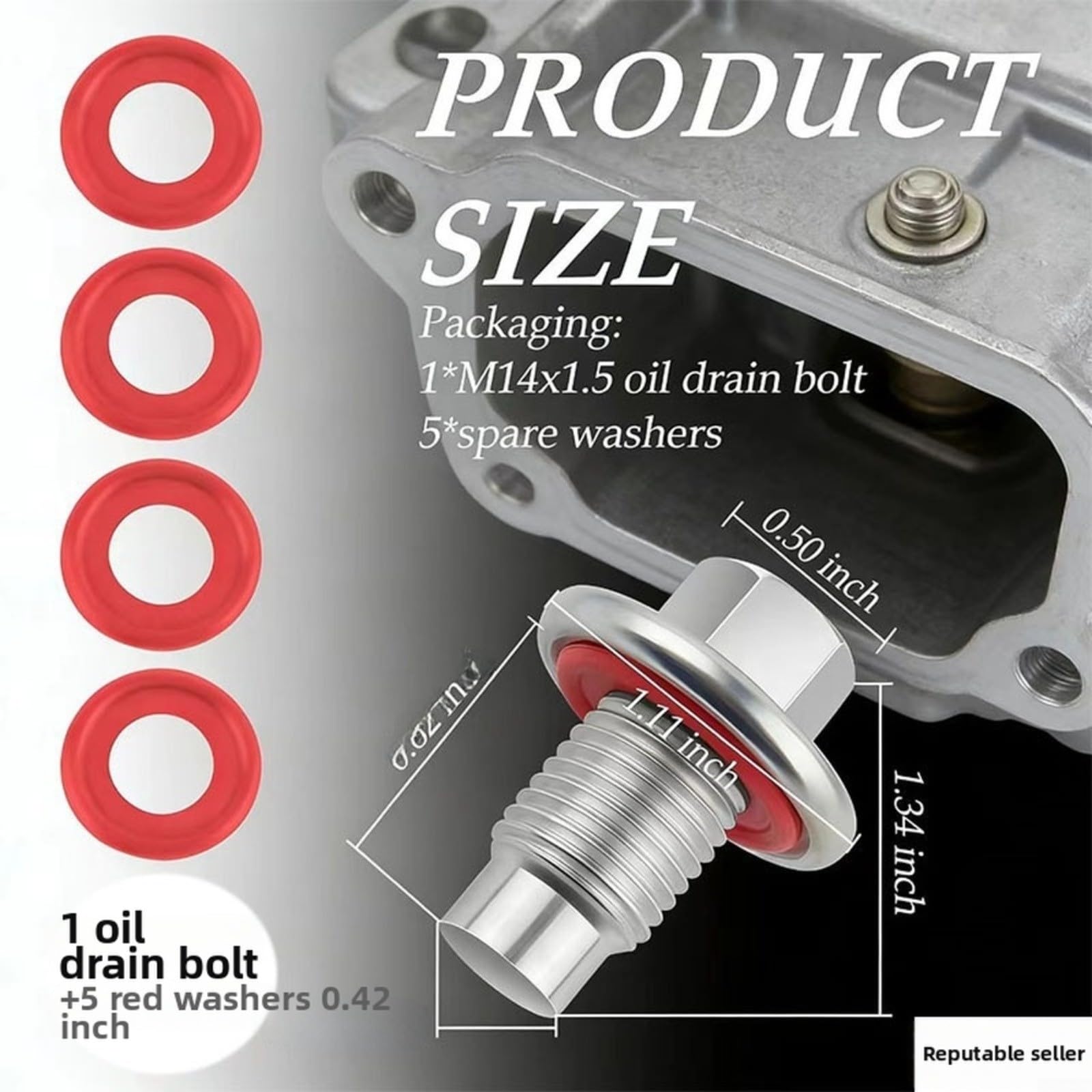Bullone di scarico dell'olio M14x1.5 con il acciaio al carbonio rivestito dello zinco di 5 guarnizioni per GMC per la prova della perdita di honda ford