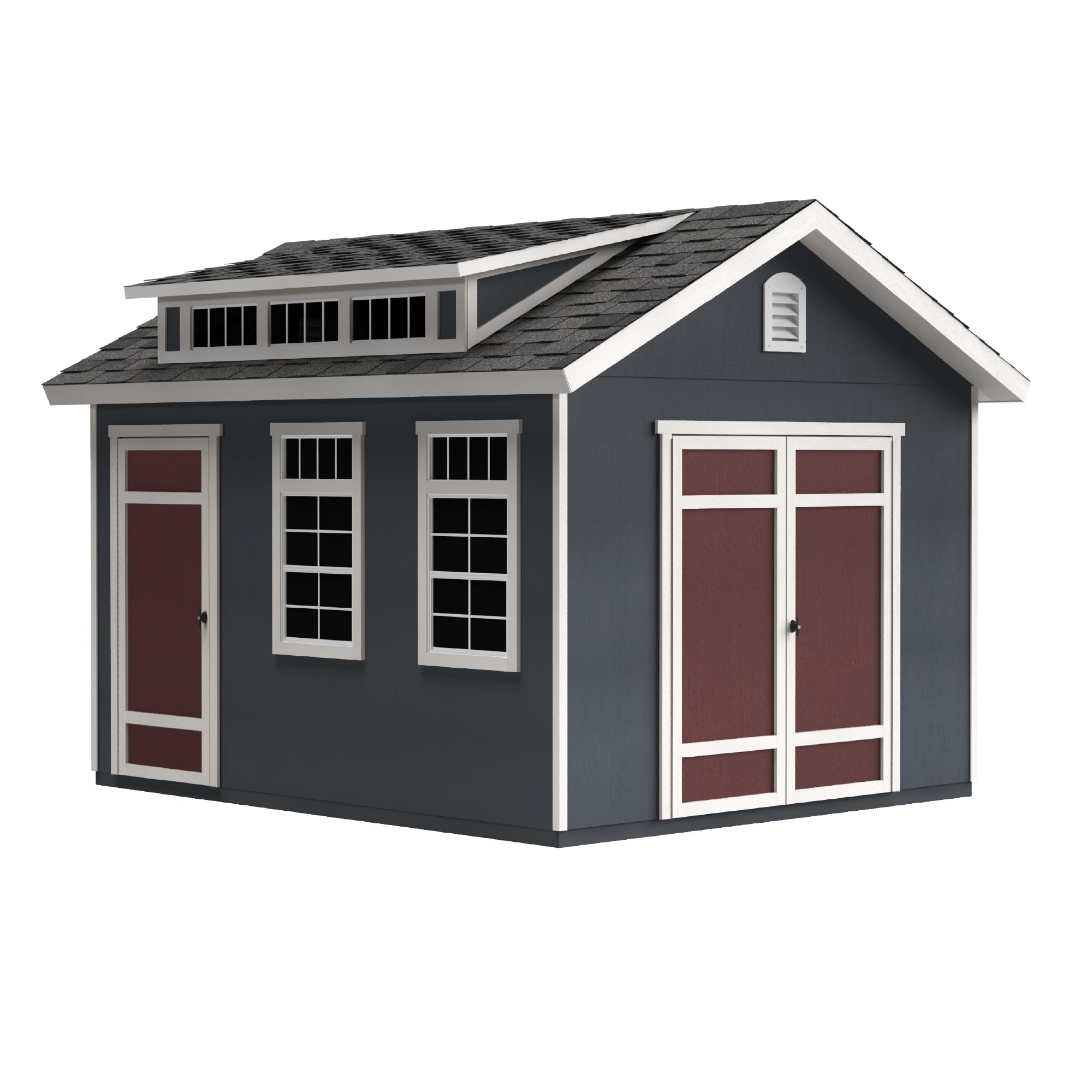 Photo 1 of Handy Home Products Designer 12x10 Wooden Storage Shed with Dormer, Windows, and Floor Kit- Paint and Shingles not Included