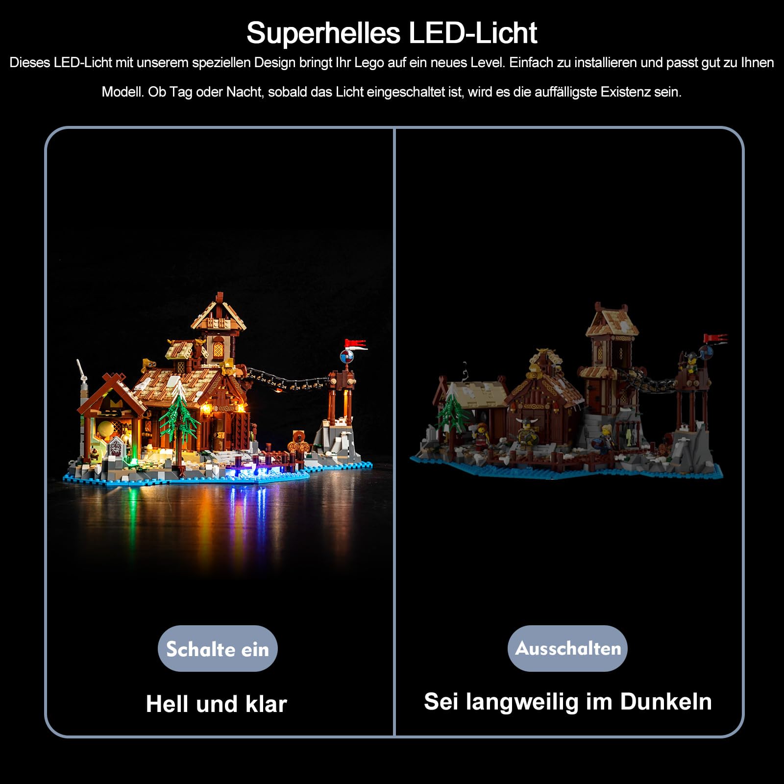Kit d'éclairage LED avec télécommande pour Lego Viking Village 21343 (pas Lego), jouet créatif - 3