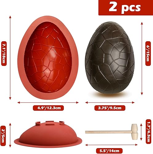 Miniatura 4 de Kamehame Molde de huevo de Pascua molde de chocolate de huevo de Pascua rompible molde de silicona 3D grande con 1 martillo para decoraciones de