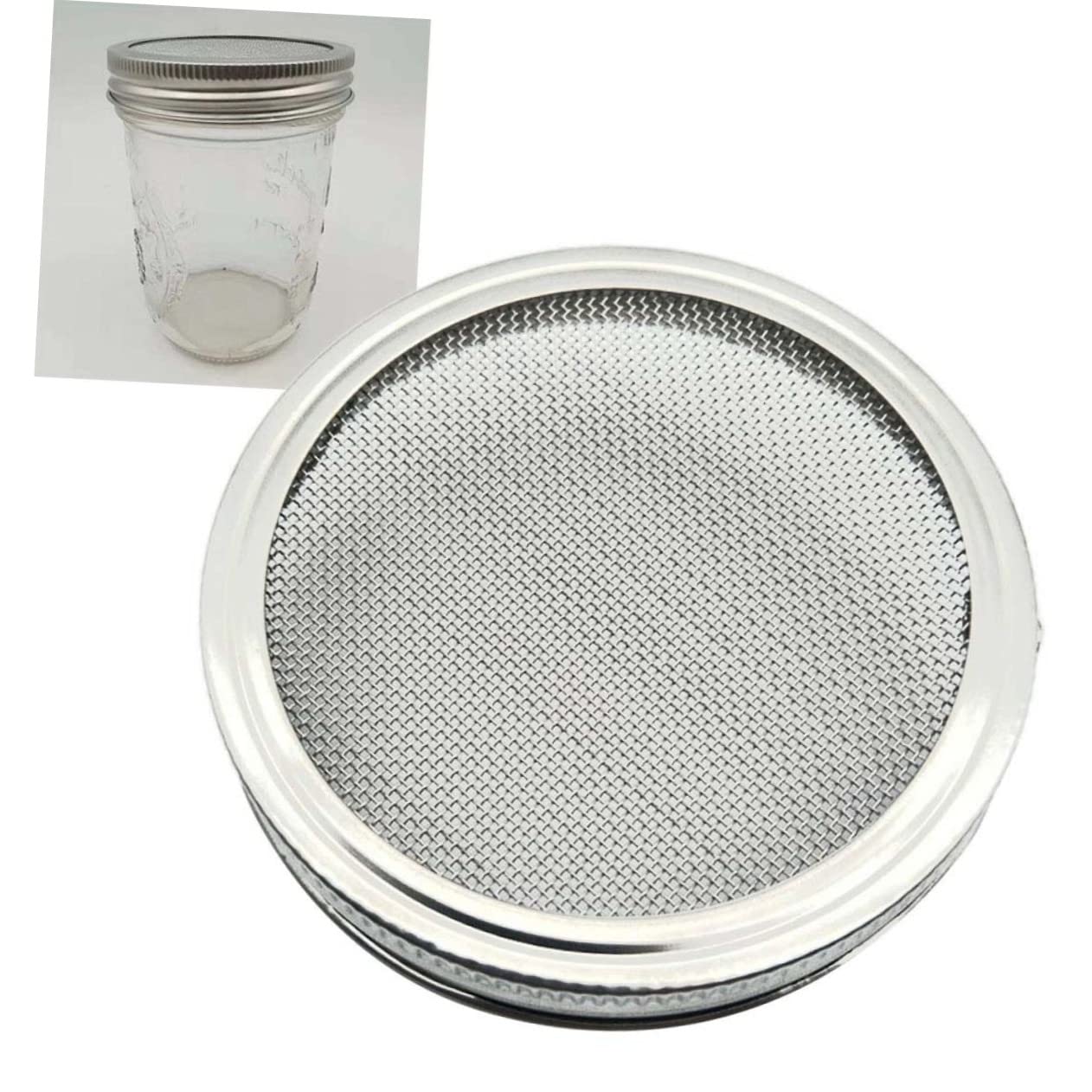 UPKOCH Tapas de Germinación de Acero Inoxidable para Frascos Mason de Boca Ancha, 9 Unidades, Malla Fina para Drenar y Colar en Casa Cocina