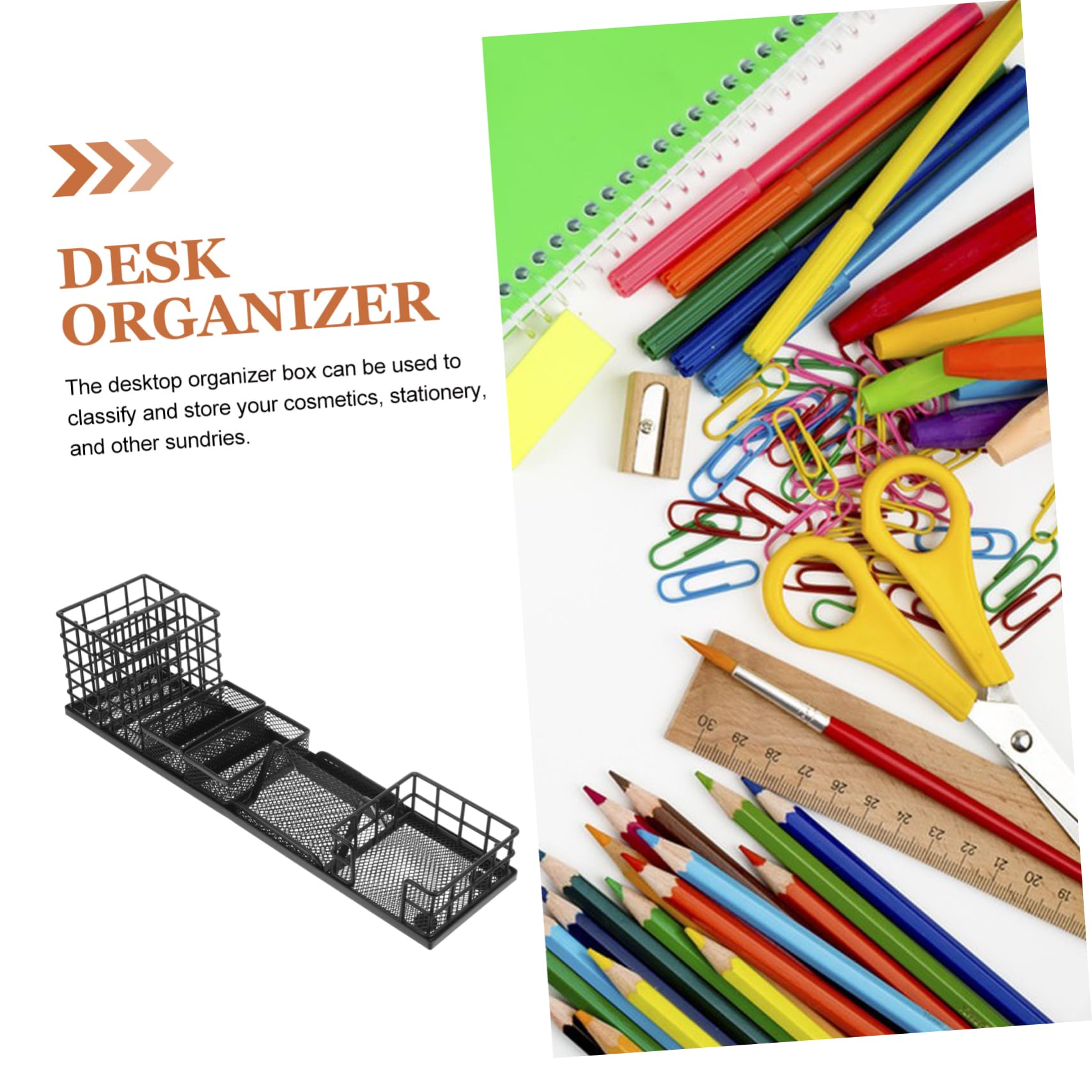 Organizer da Scrivania Metallo Nero Set Portaoggetti per Cosmetici Cancelleria e Prodotti per La Della Organizer Desktop Resistente per Ufficio e Casa