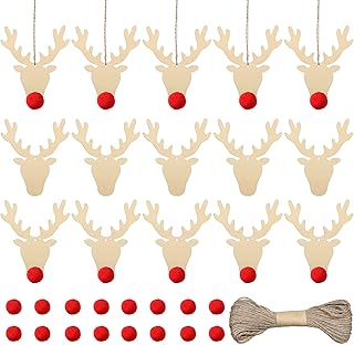 20 juegos de bricolaje cabeza de ciervo de madera adornos de Navidad colgante colgante de madera colgante de Navidad sin t...
