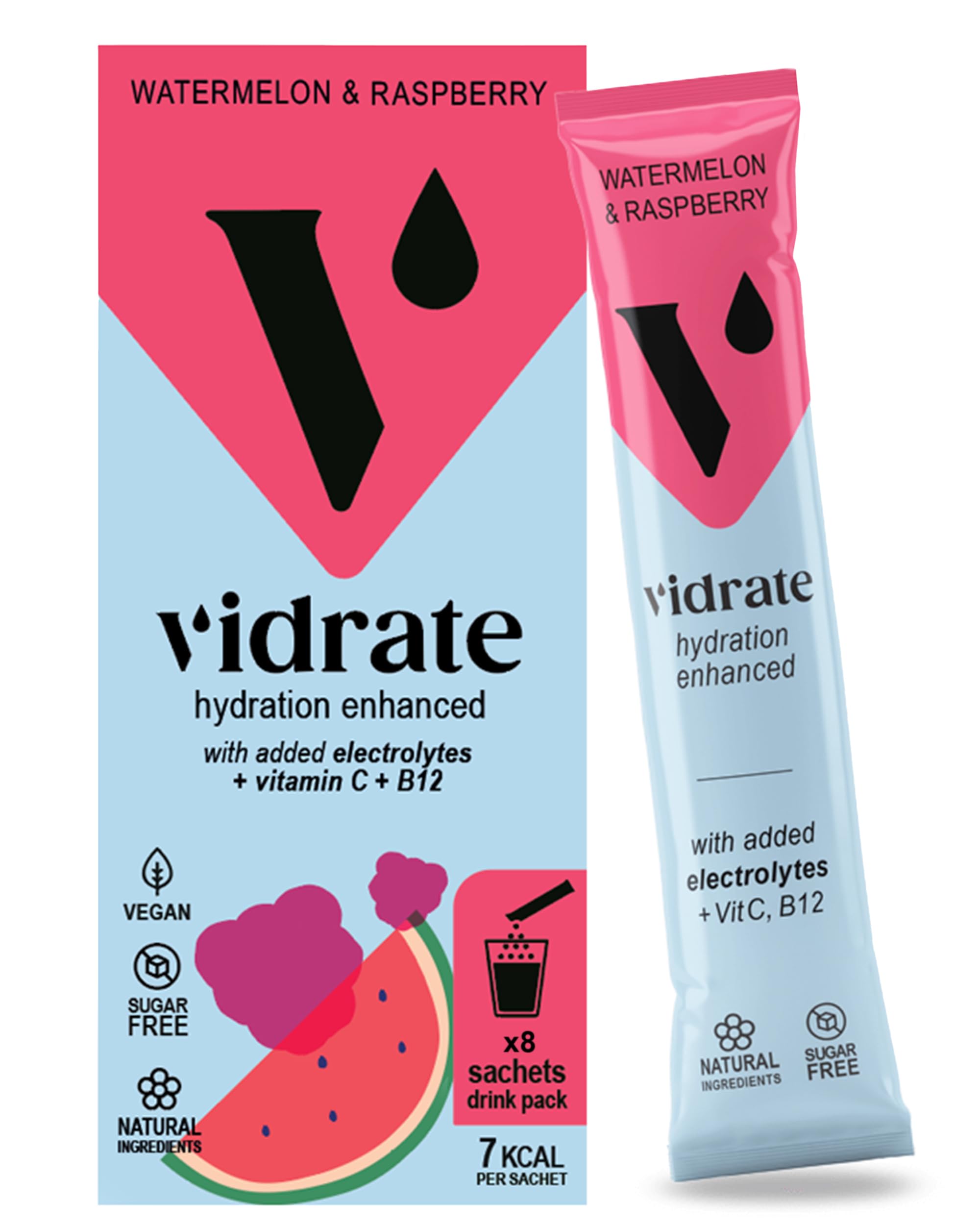 Vidrate Electrolytes Powder - Hydration Sachets Packed with Vitamins - Zero Sugar Rehydration Sachet with No Artificial Sweeteners & Preservatives - Mixed Berry Variety Pack, 8 Electrolytes Sachets — view 18