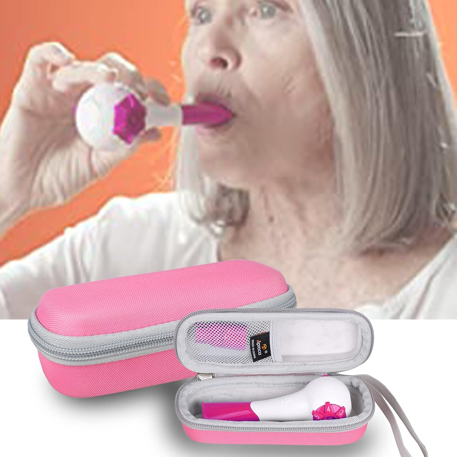Aproca Hard Storage Travel Pink Case, for Inspiratory/Expiratory Respiratory Muscle Trainer (Case Only)