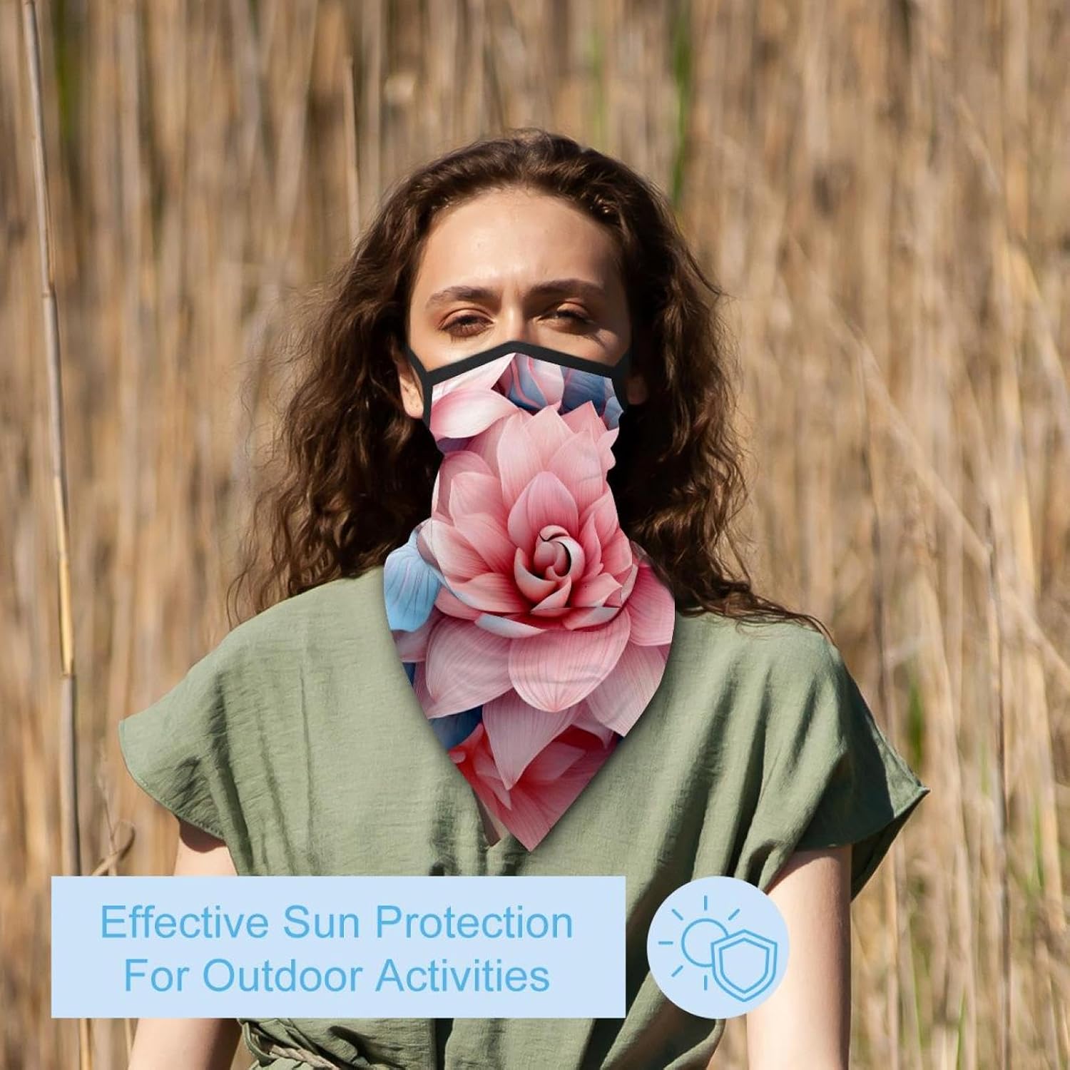 4 Pieces Flower Petal Neck Gaiter Bandana Face Mask, Sun Cooling Scarf Gator Cover Head for Men Women