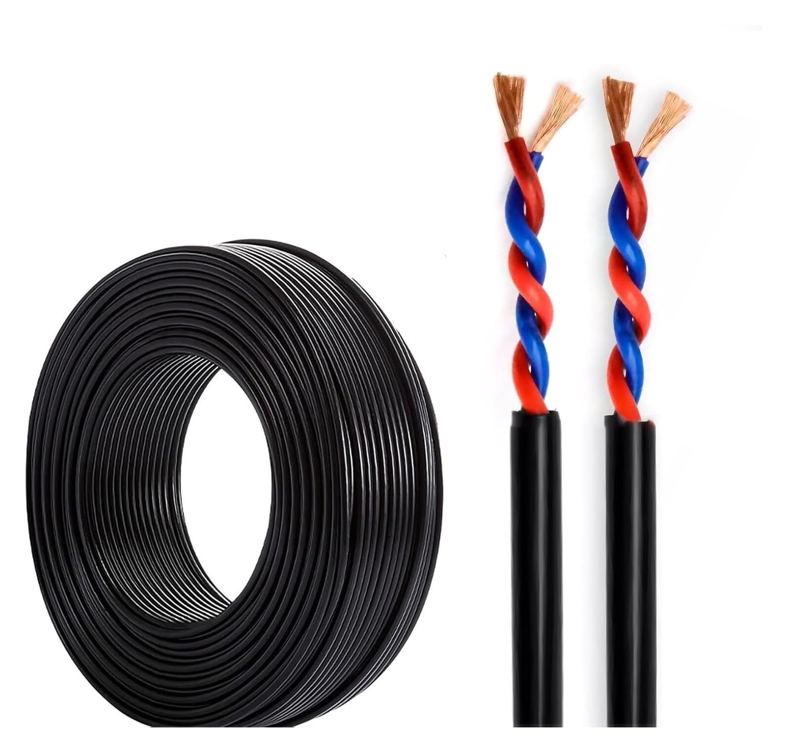 Cavo a doppino Intrecciato schermato, Cavo Allarme schermato PVC Flessibile a 2 conduttori 0,3-4 mm² in Rame Privo di Ossigeno Flessibile(45ft,4mm2-2c)