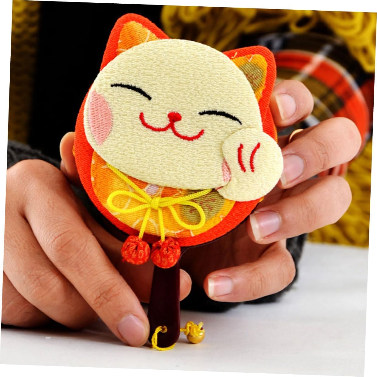 SMASOLO Portable Cartoon Fortune Cat Handheld Makeup Mirror for Women Lightweight Compact for Travel Pocket Sized Beauty Accessory Gift Random Color image 4