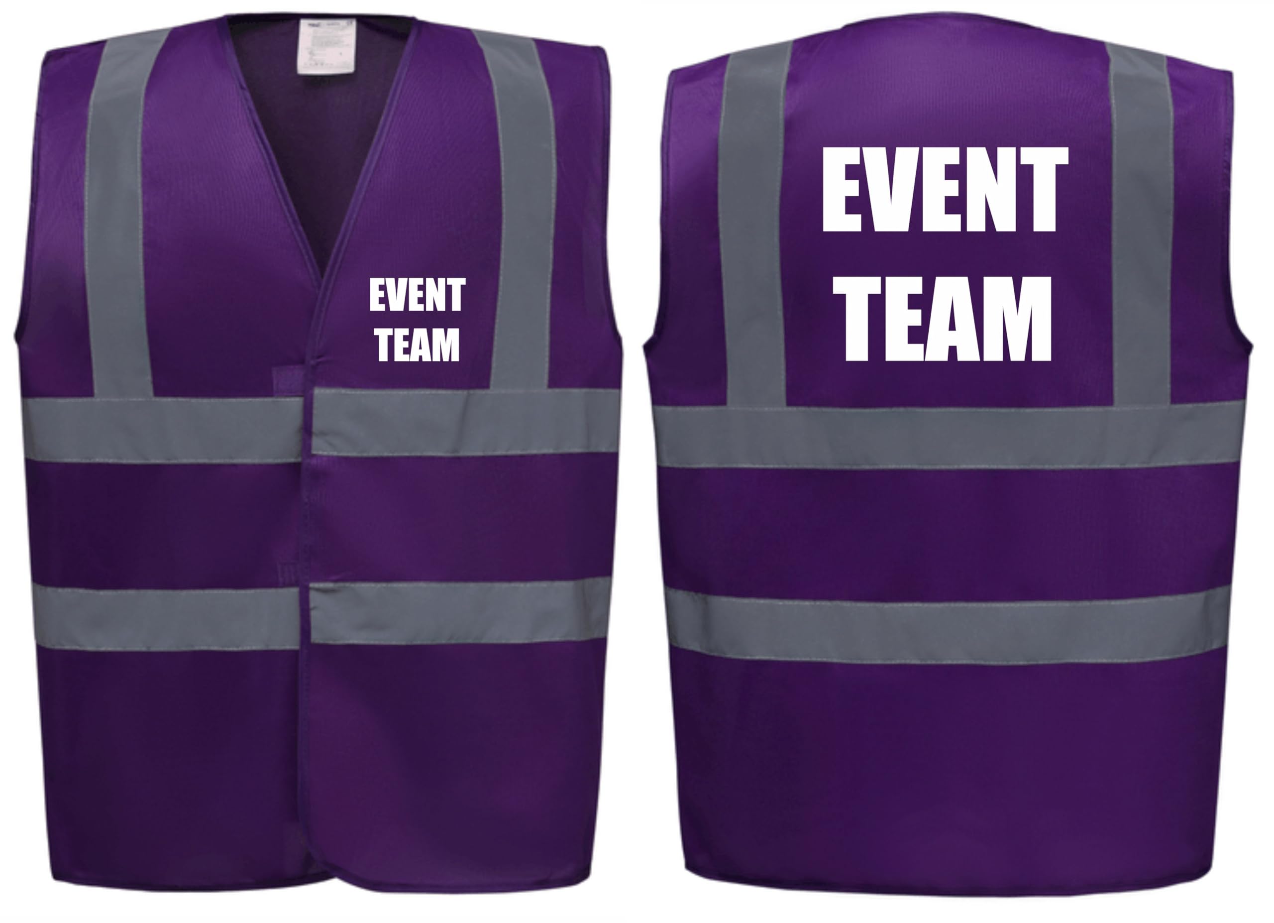 Brook Hi Vis Premium Safety Vest - EVENT TEAM Printed Front & Back, Event Management High Viz Waistcoat, Available in 14 Colours, Festivals (UK, Alpha, M, Regular, Regular, Purple) — image 1