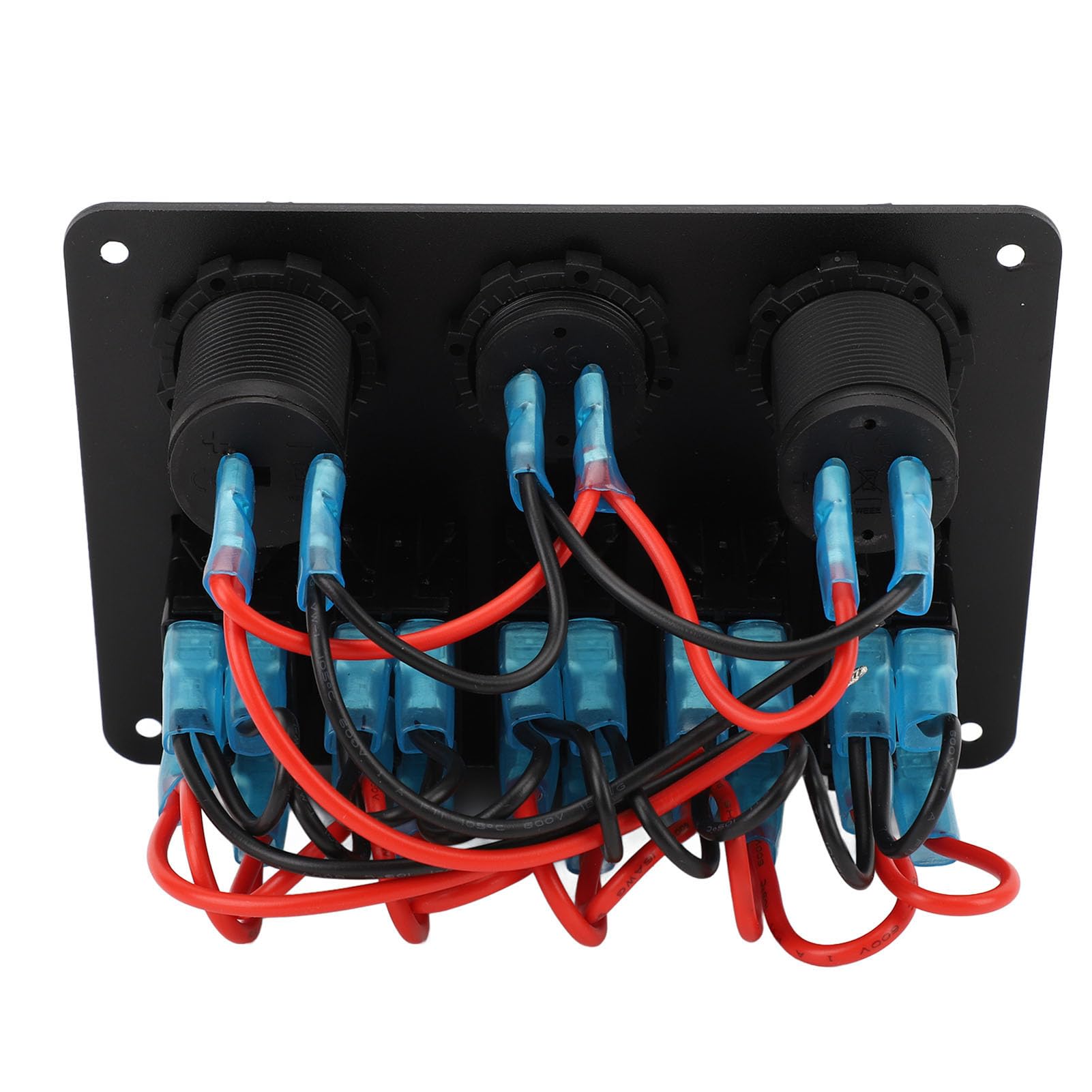 Pannello Interruttori a Bilanciere Marino a 5 Gruppi Pannello Interruttori Impermeabile in Lega di Alluminio 12V a 24V con Porte USB Voltmetro per Barche, e Veicoli (BLUE)