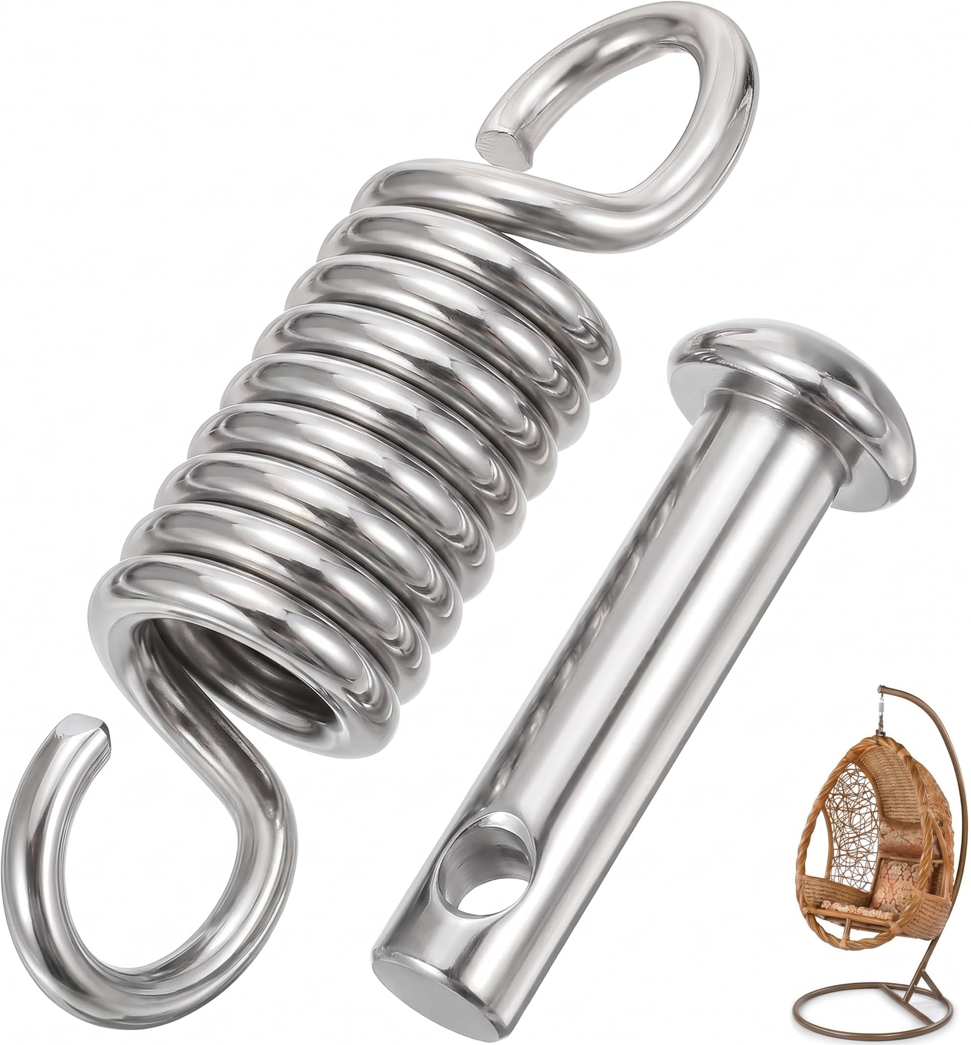 Angoily 1 kit de suspension pour chaise hamac avec ressort d'extension et goupille pour chaise suspendue pour hamac, porche, balançoire et chaises œufs