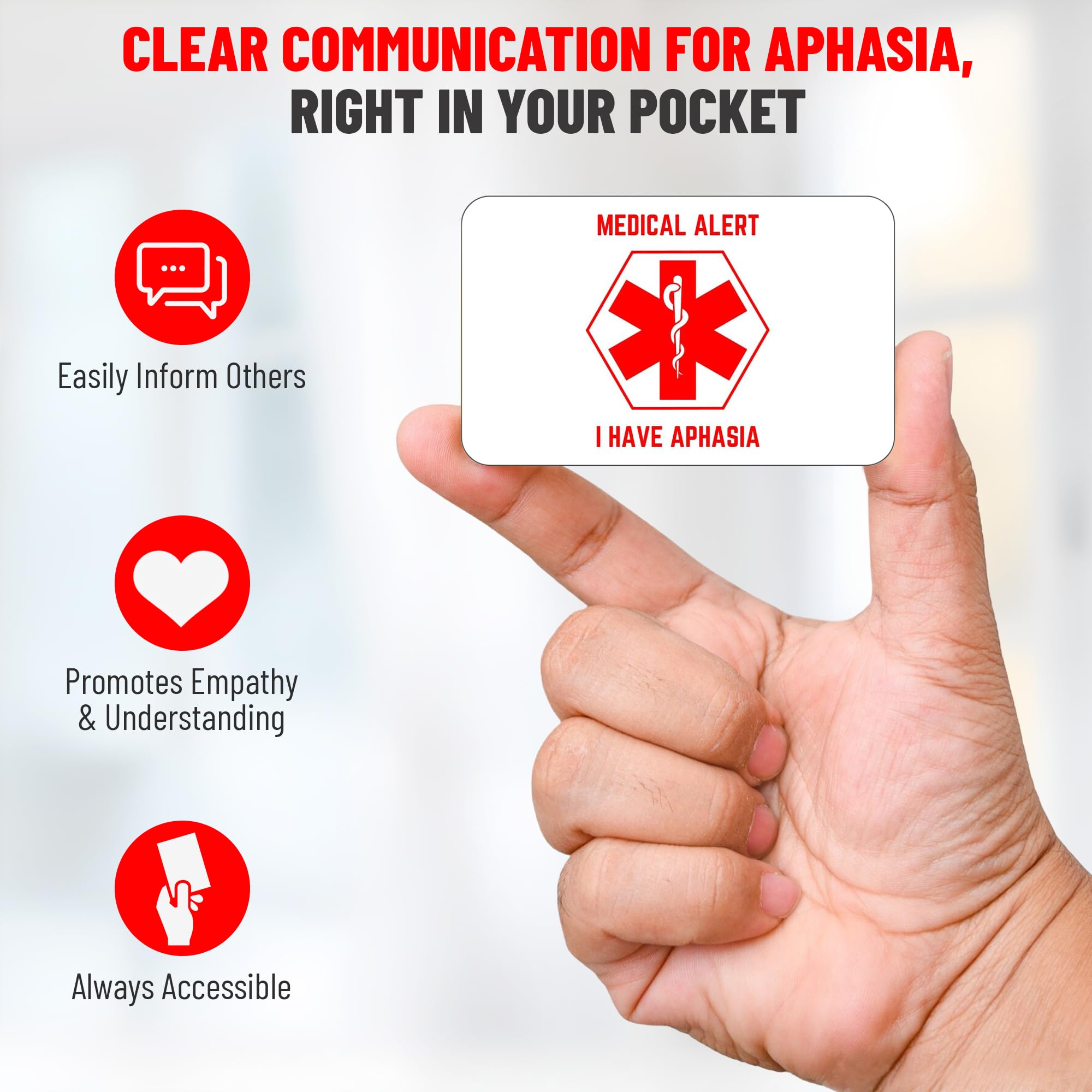Aphasia Medical Alert Communication Wallet Card, confezione da 2 (bianco)