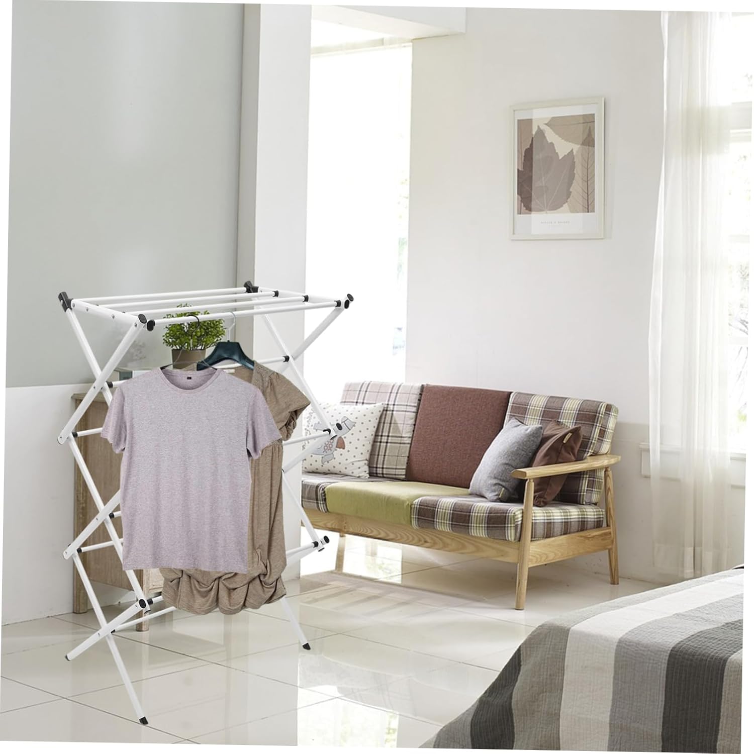 Unomor Indoor Clothes Drying Rack Heavy Duty Towel Garment Organizer for Home Use Compact Stylish Design for Quick Drying for and Bedrooms