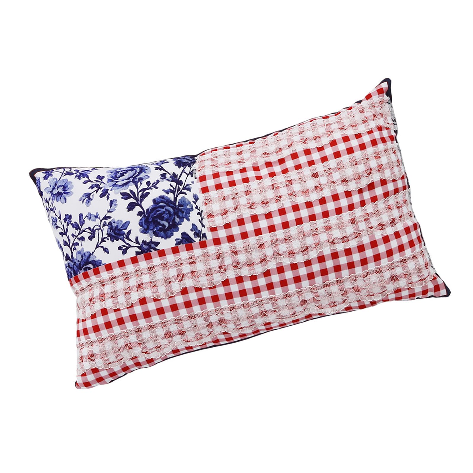Jazuaiao Filled Back Pillow for Sofa Chair and Bed Blue Rose Lace Design Backrest Pillow for Bed
