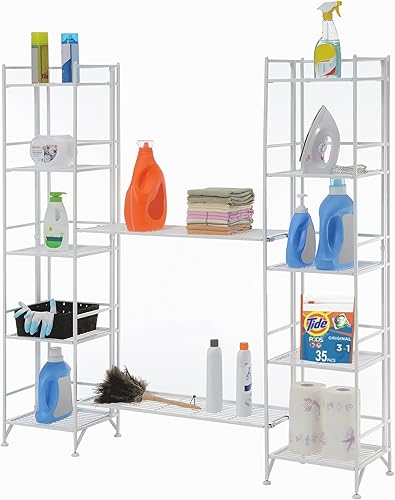 Miniatura 4 de Convenience Concepts Xtra Estantes de almacenamiento, estantería de metal plegable de 5 niveles con juego de 2 estantes de extensión de lujo,