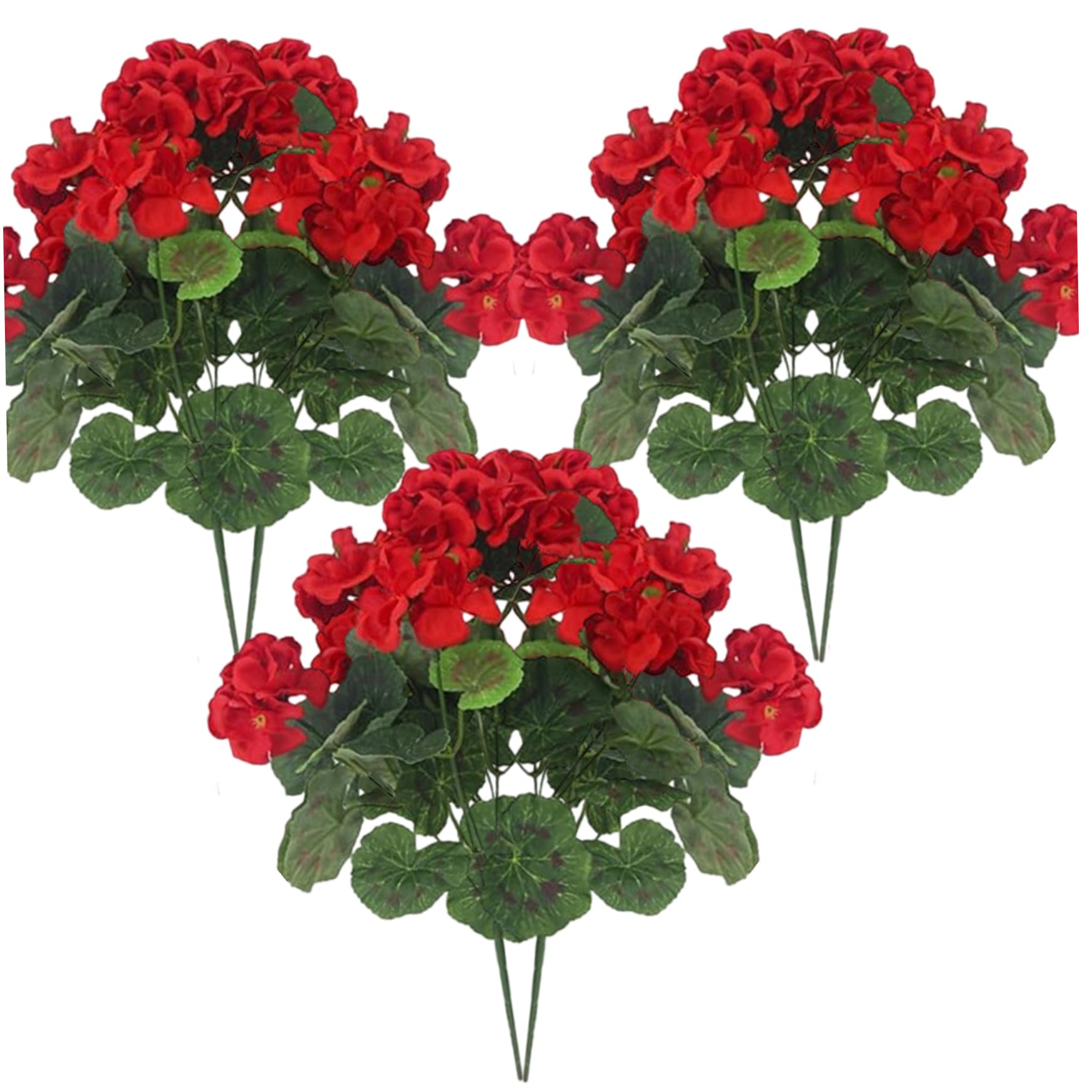 Hperu 6Pcs Artificial Geraniums, 14 Inch Lifelike Artificial Flowers with Adjustable Branches Long Lasting Vibrant Silk Geranium for Indoor Outdoor Red