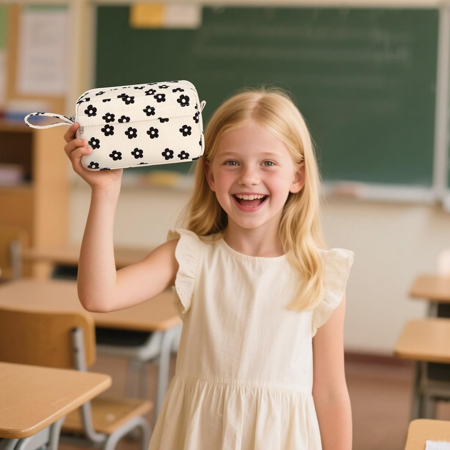 Bluboon Big Capacity Pencil Case Pencil Pouch School Supplies Cute Pencil Box Pencil Bag for Teen Girls Boys Women Man (Black Floral 95) - Image 3