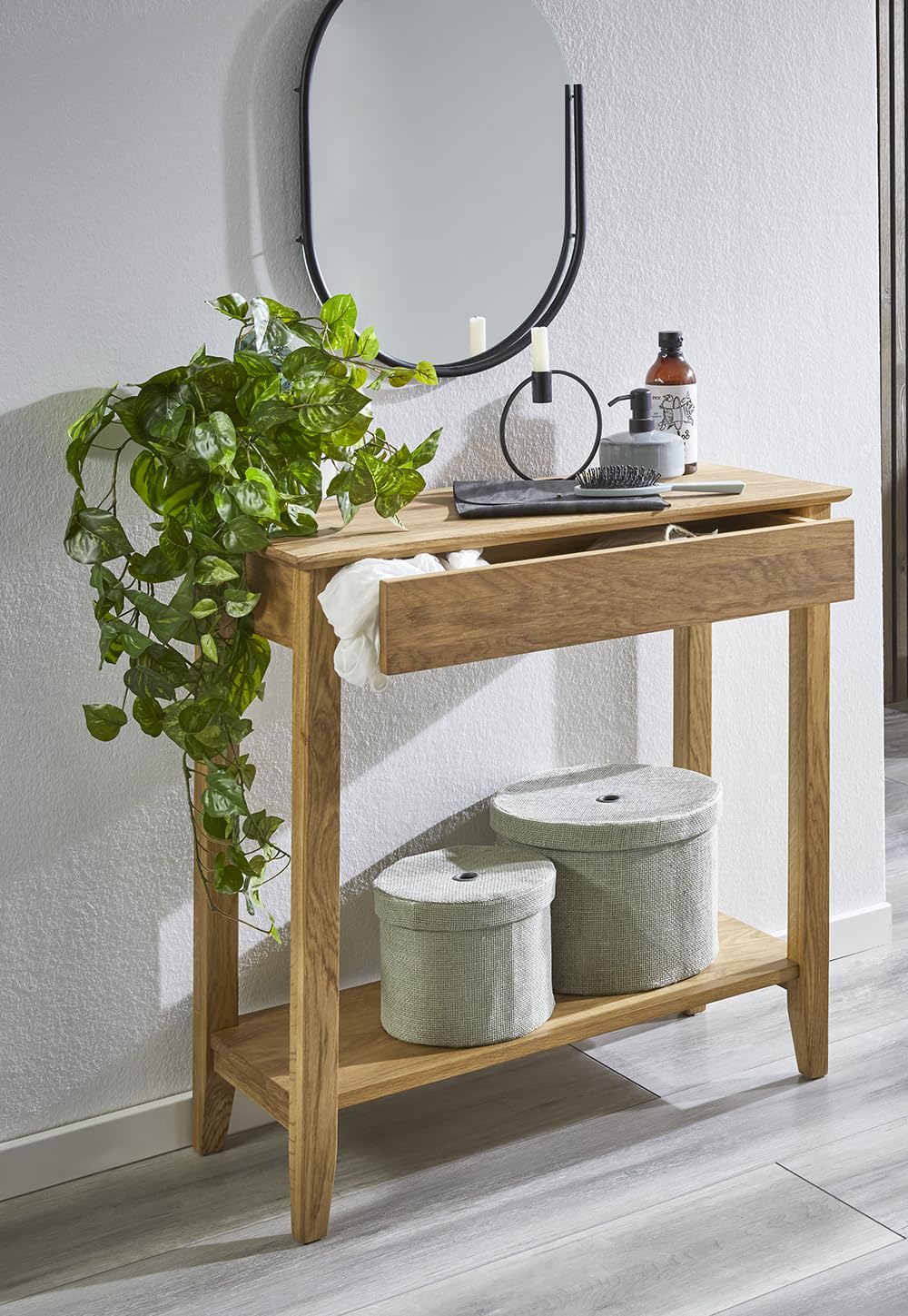 HAKU Console chêne, Bois Massif - Dim.: L 75 cm x H 75 cm x P 35 cm, Style: Traditional