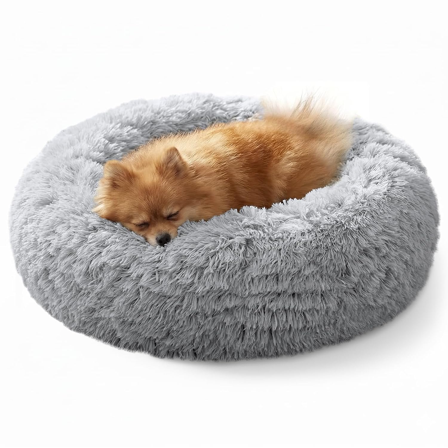 JOLLYVOGUE Small Dog Cat Beds for Indoor Cats - 20 inches Calming Donut Dog Bed for Kittens Puppies