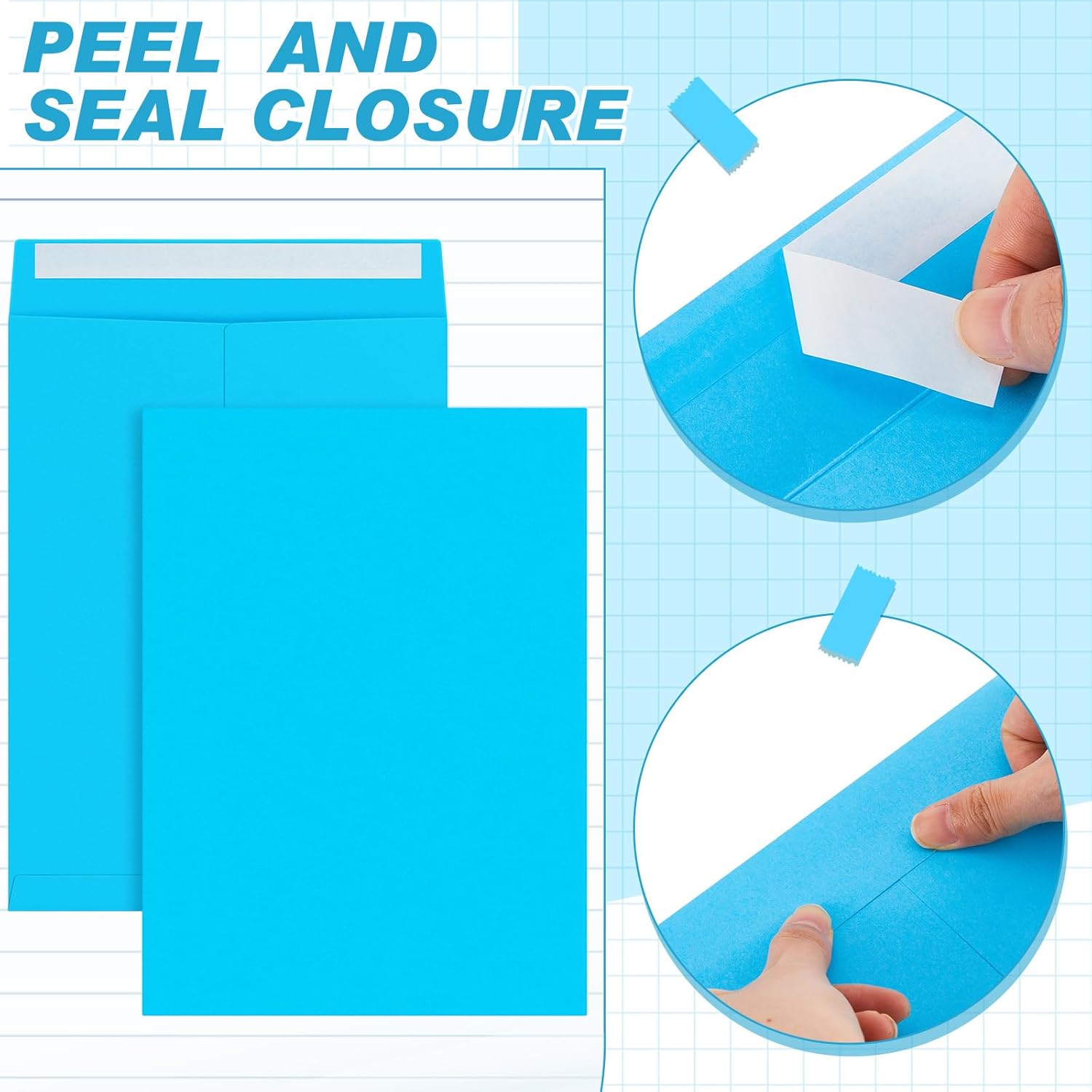 Janlaugh 100 Pcs 9'' x 12'' Catalog Envelopes Self Adhesive 32lb Manila Envelopes Kraft Peel & Seal for Secure Mailing Storage Organizing for Office Business Home(Blue)