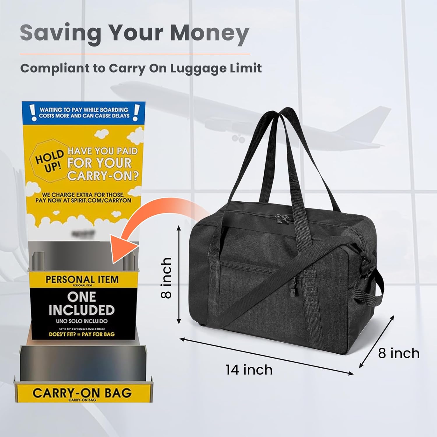 Small Gym Bag 14 Inch Duffel Bag for Women & Men,Waterproof Travel Sports Bags,Mini Gym Duffel with Bottle Holder,Foldable Lightweight Carry On Duffle-Black