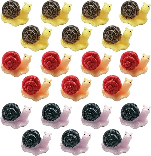 Miniatura 1 de 21 piezas de mini caracoles de resina en miniatura de animales, mini figuras de caracol, jardín de hadas, adornos de paisaje de musgo en miniatura