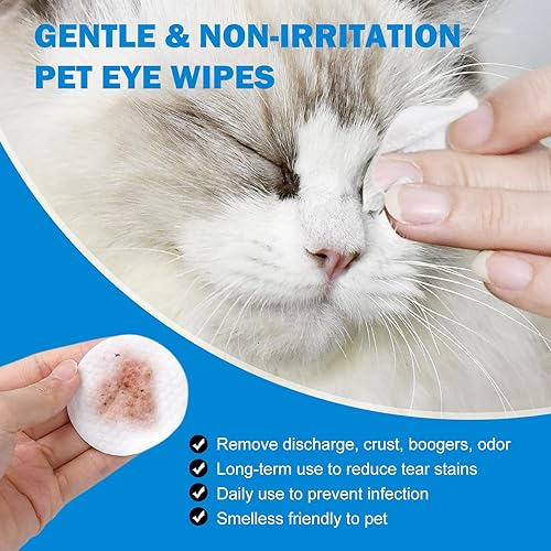 Vista 2 de 300 toallitas biodegradables, hipoalergénicas, limpiadoras de ojos de gato y perro, toallitas quitamanchas de lágrimas para mascotas, almohadillas