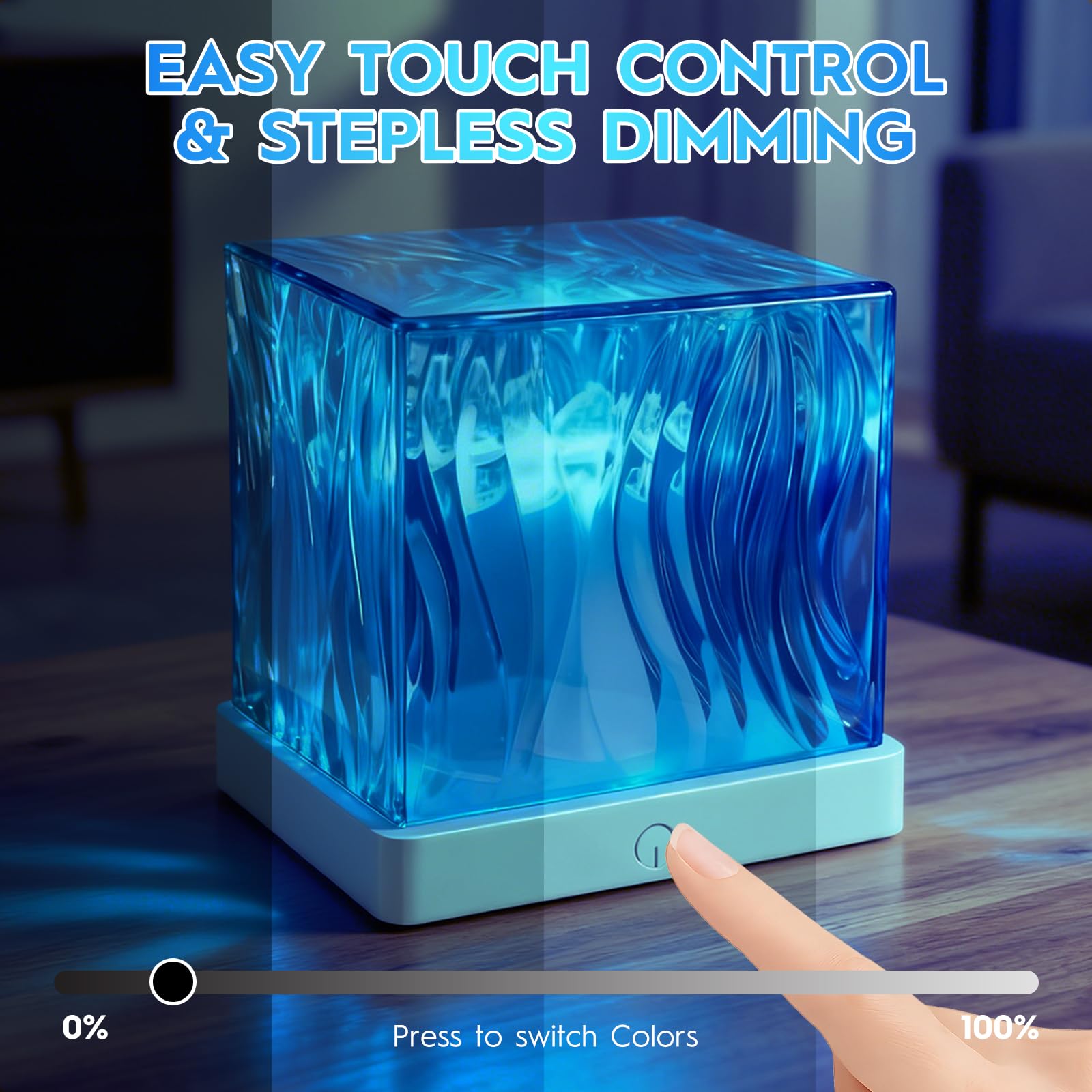 HESUSLA  Lights Projector Rechargeable, Touch Cube Color Changing Light with 16 Colors 4 Modes Dimmable Cordless Mood Lamp for Shower, Ambient Lighting for Bedroom and Bathroom: White Northern Lights