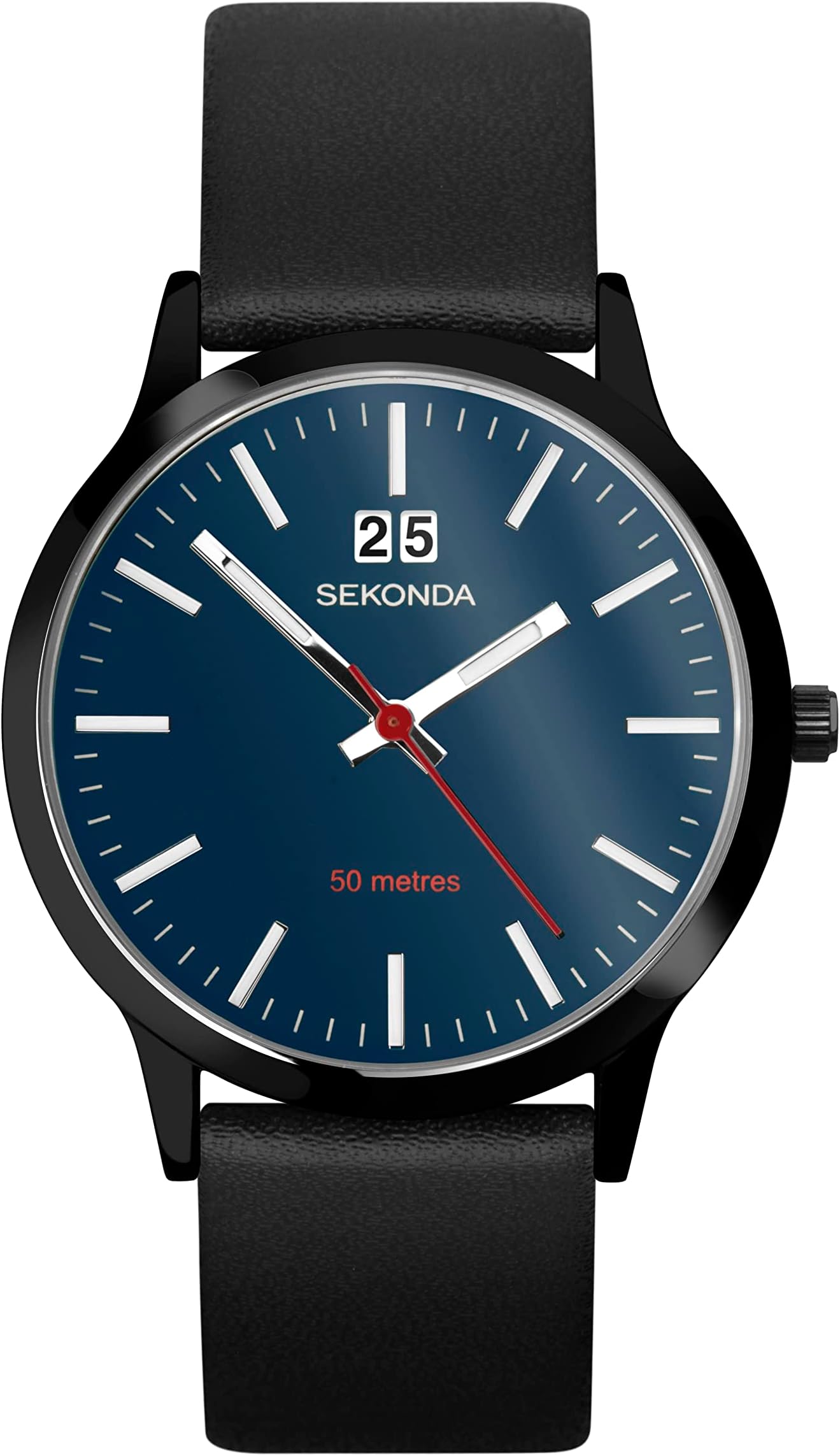 Sekonda Nordic Orologio Uomo Quarzo, Cassa 40mm Argentata, Quadrante Bianco, Cinturino In Pelle Nera. Design Minimal Nordico, Datario, Impermeabile 50m. Elegante E Casual Per Ogni Occasione.